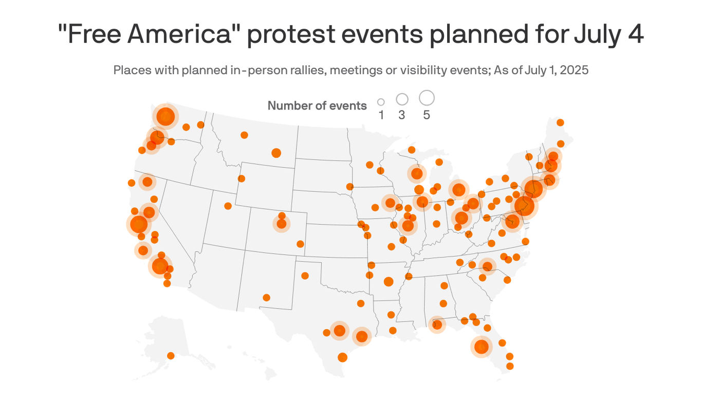 Nationwide July 4 Protests Target Trump Administration Across Multiple States