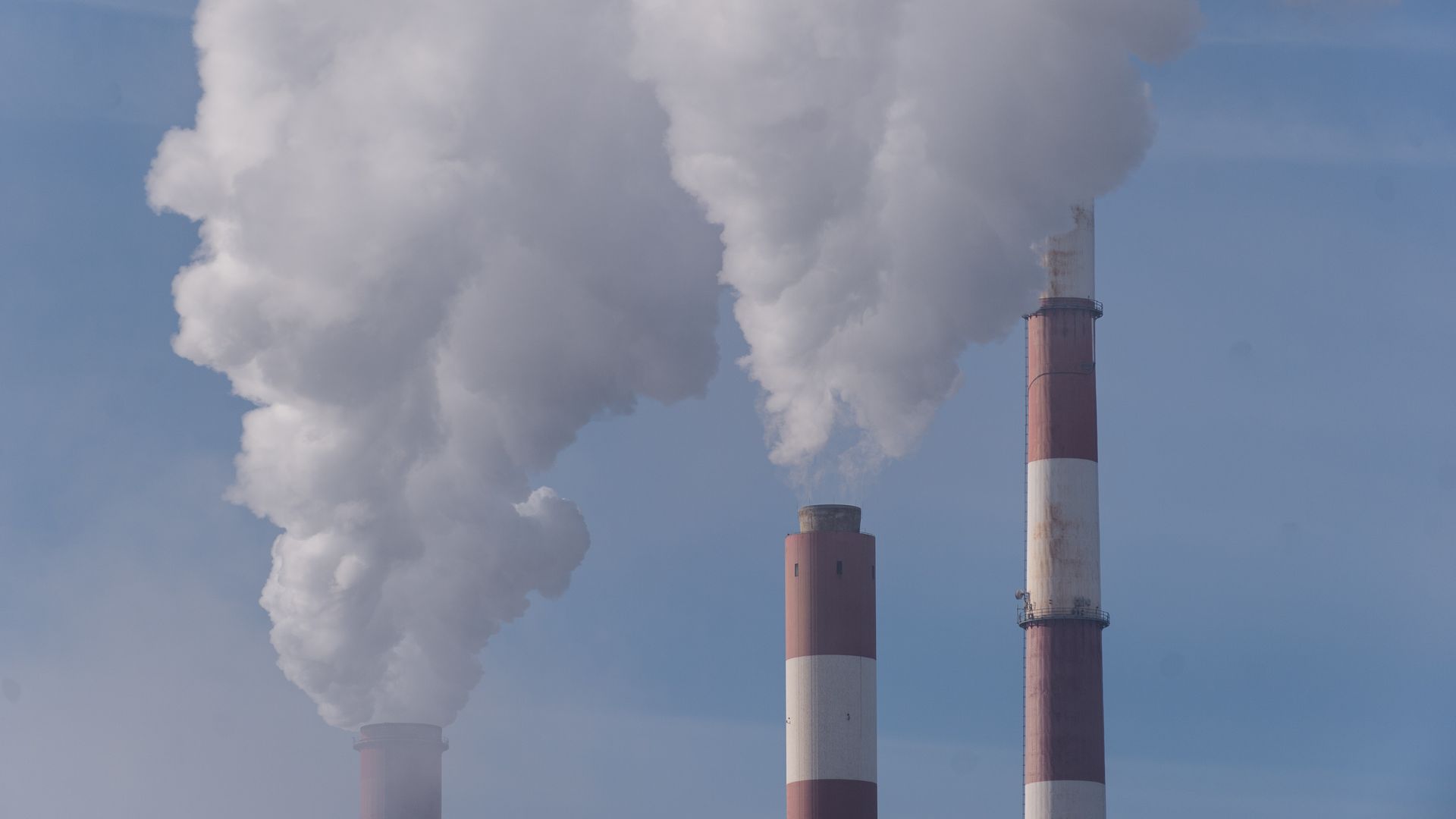  SZCZECIN, POLAND - 2018/02/06: Smog comes out of chimneys from the Power station in Dolna Odra, Szczecin.