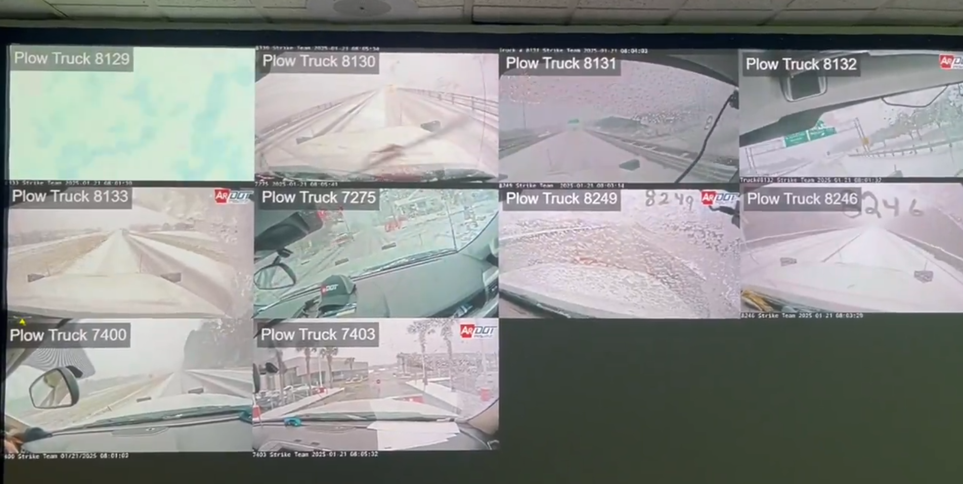 Photo shows screenshot of snow plows.