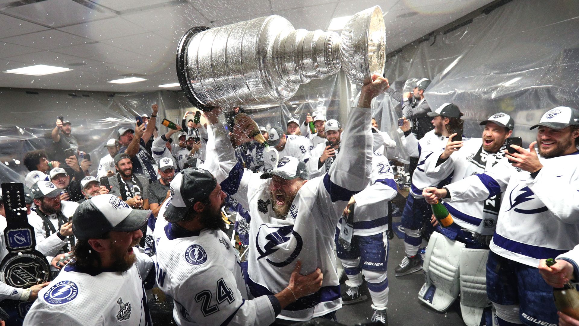 Lightning celebrating