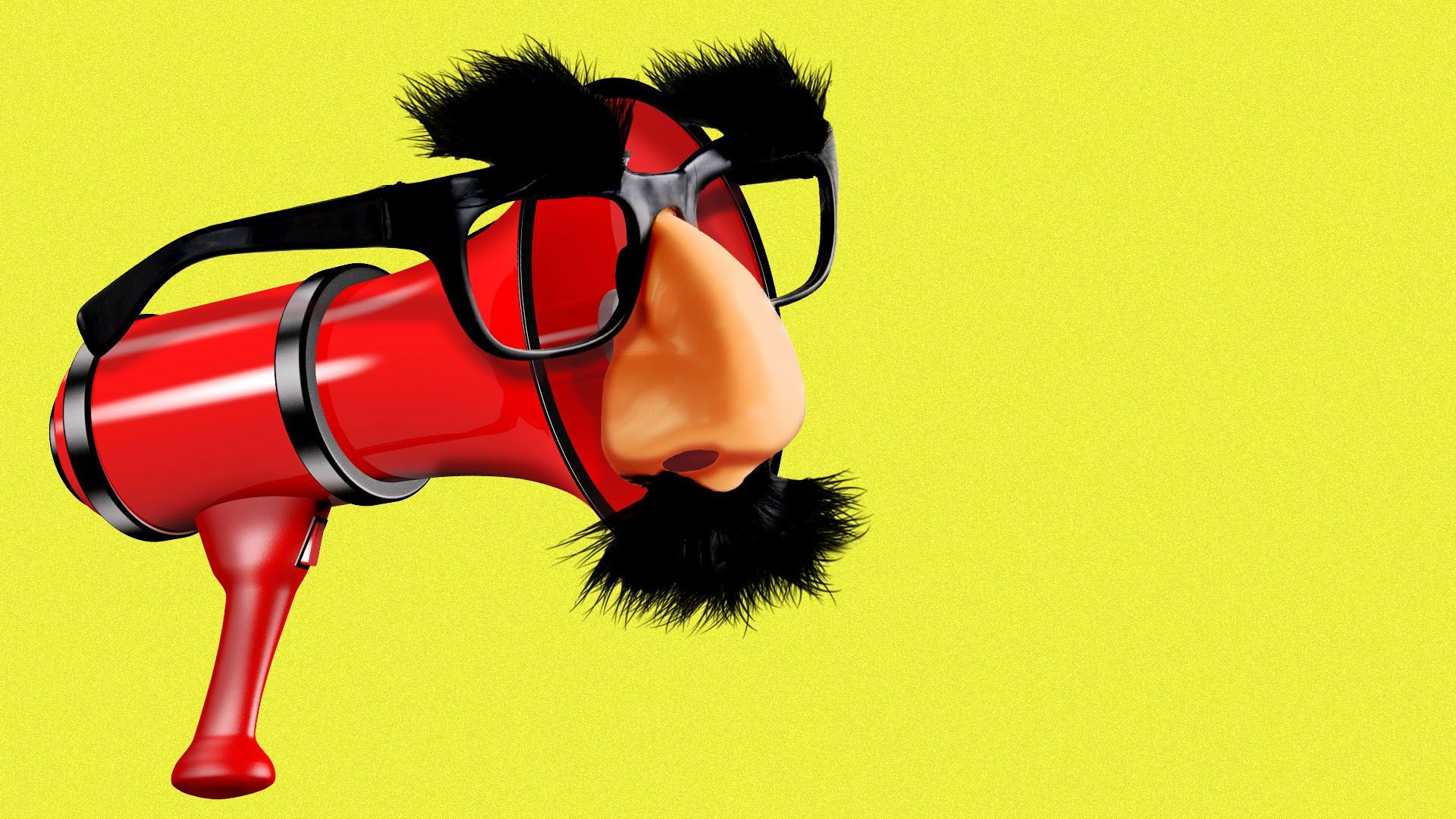 Illustration of a megaphone wearing a pair of Groucho Marx glasses 