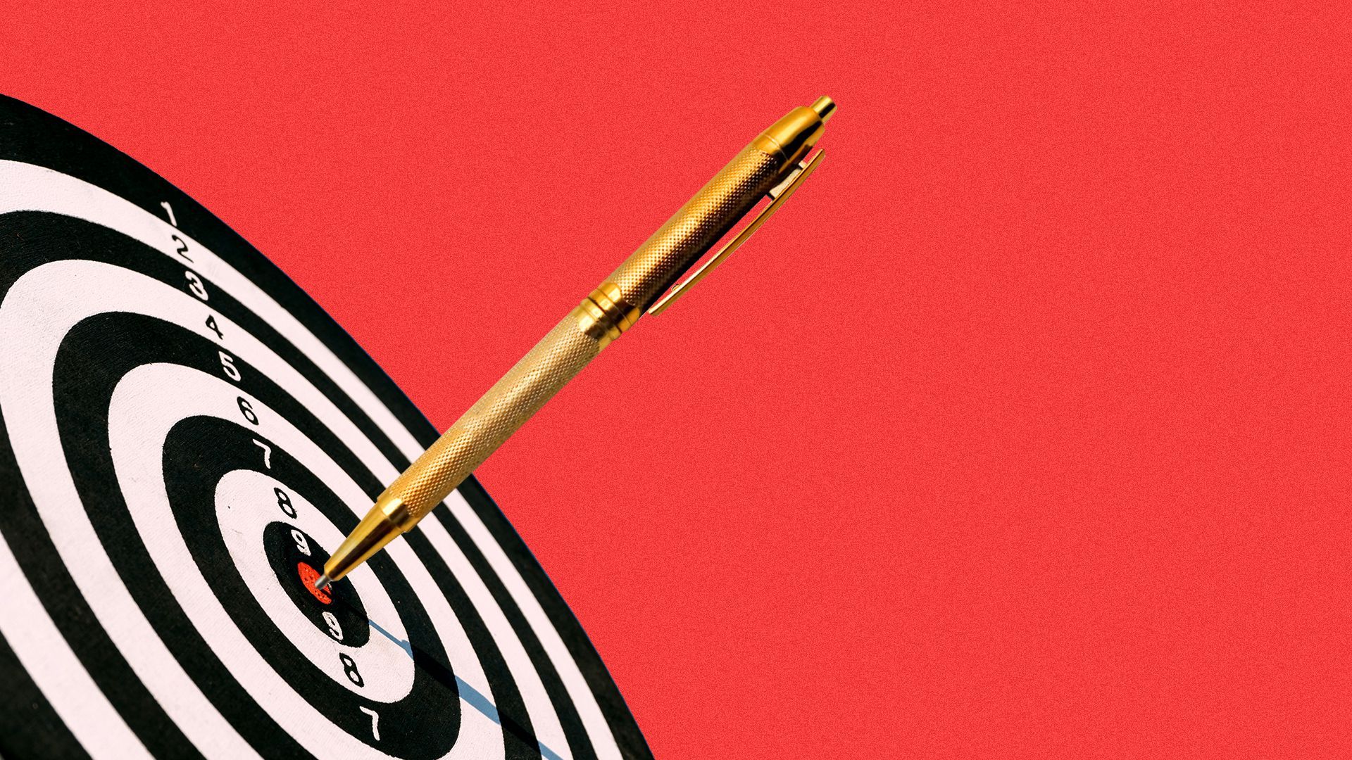 Illustration of a sport target with a pen hitting the center