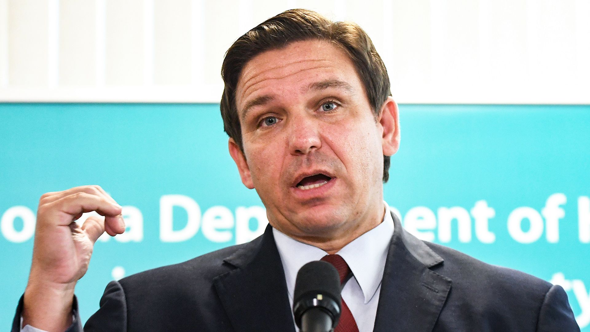Florida Governor Ron DeSantis holds a news conference at the Florida Department of Health office in Viera, Florida, Sept. 1.