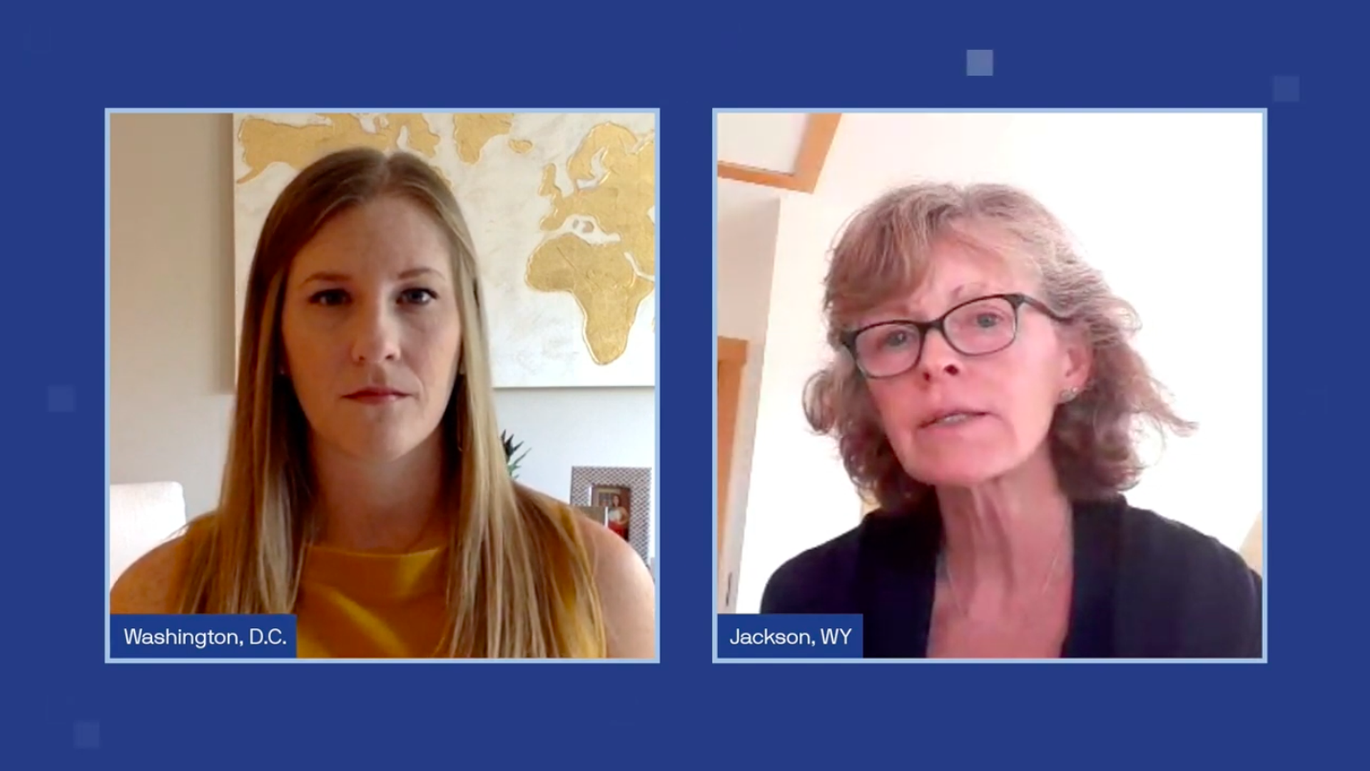 A screenshot of Axios' Caitlin Owens speaking with Dr. Linda Porter