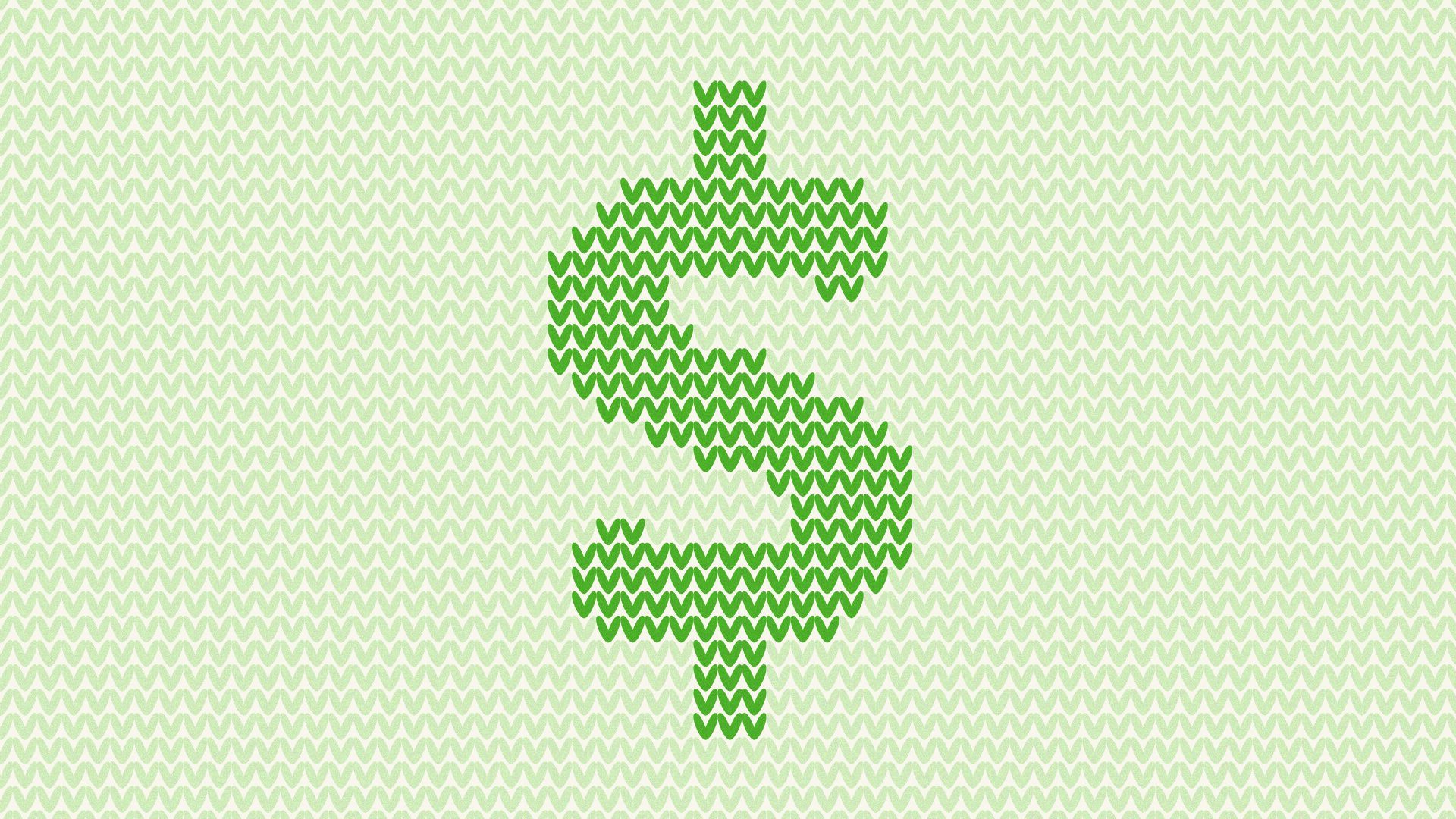 Illustration of a knitted texture with a dollar sign pattern.