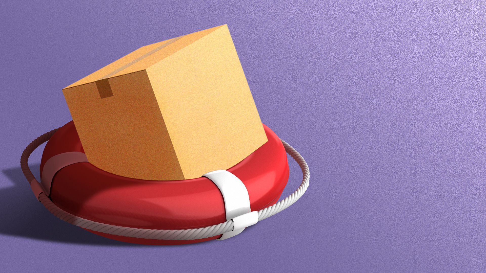 Illustration of a package in a life preserver.