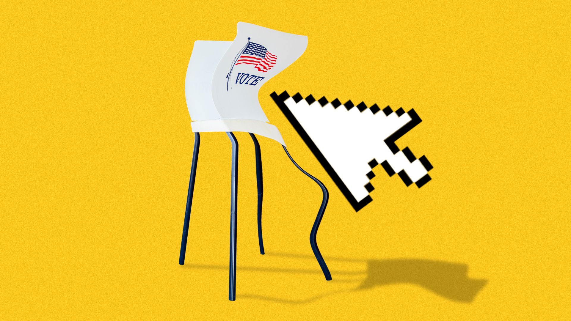 Illustration of a computer cursor warping a voting booth