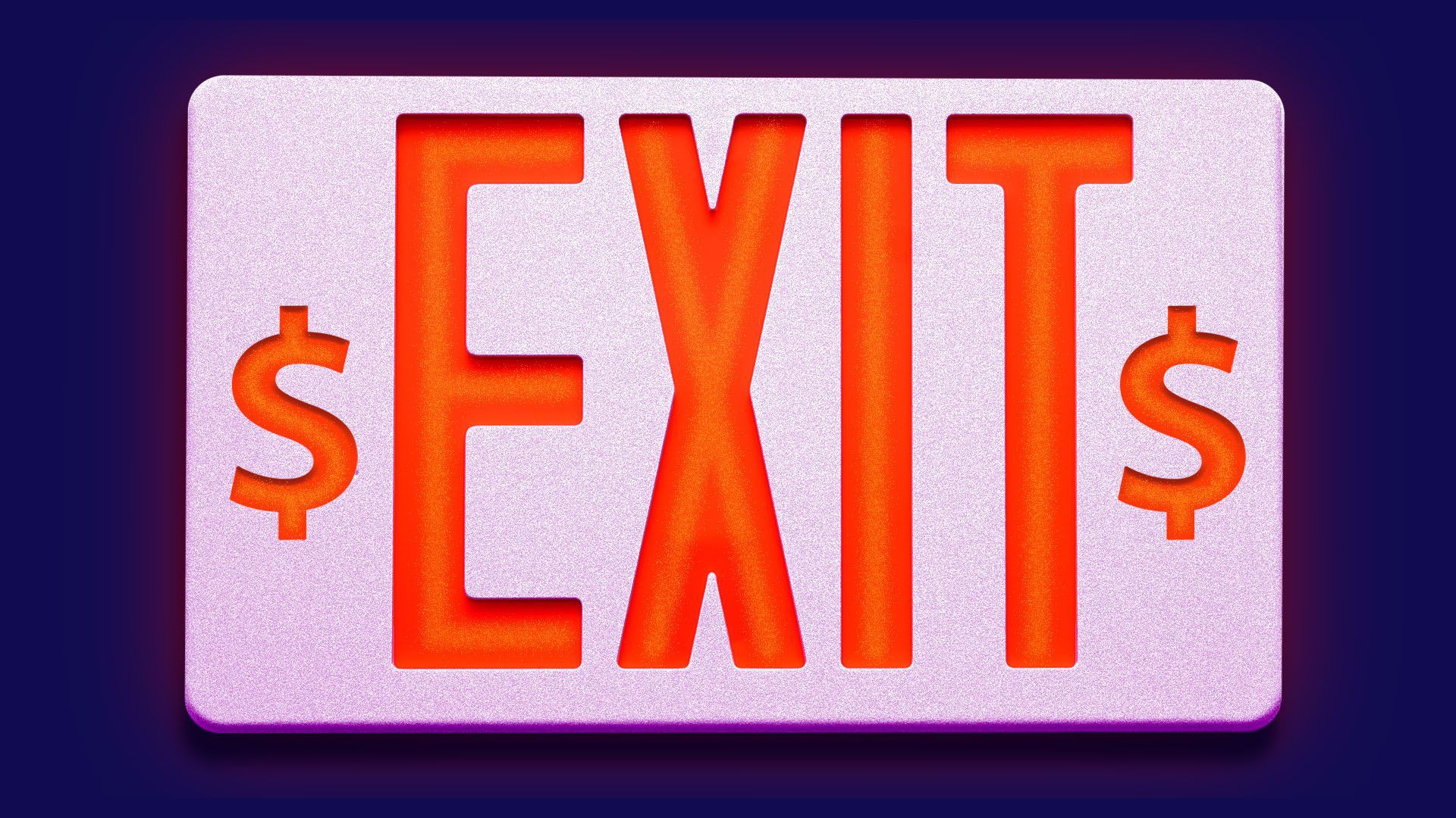 Illustration of an exit sign with dollar bills on it