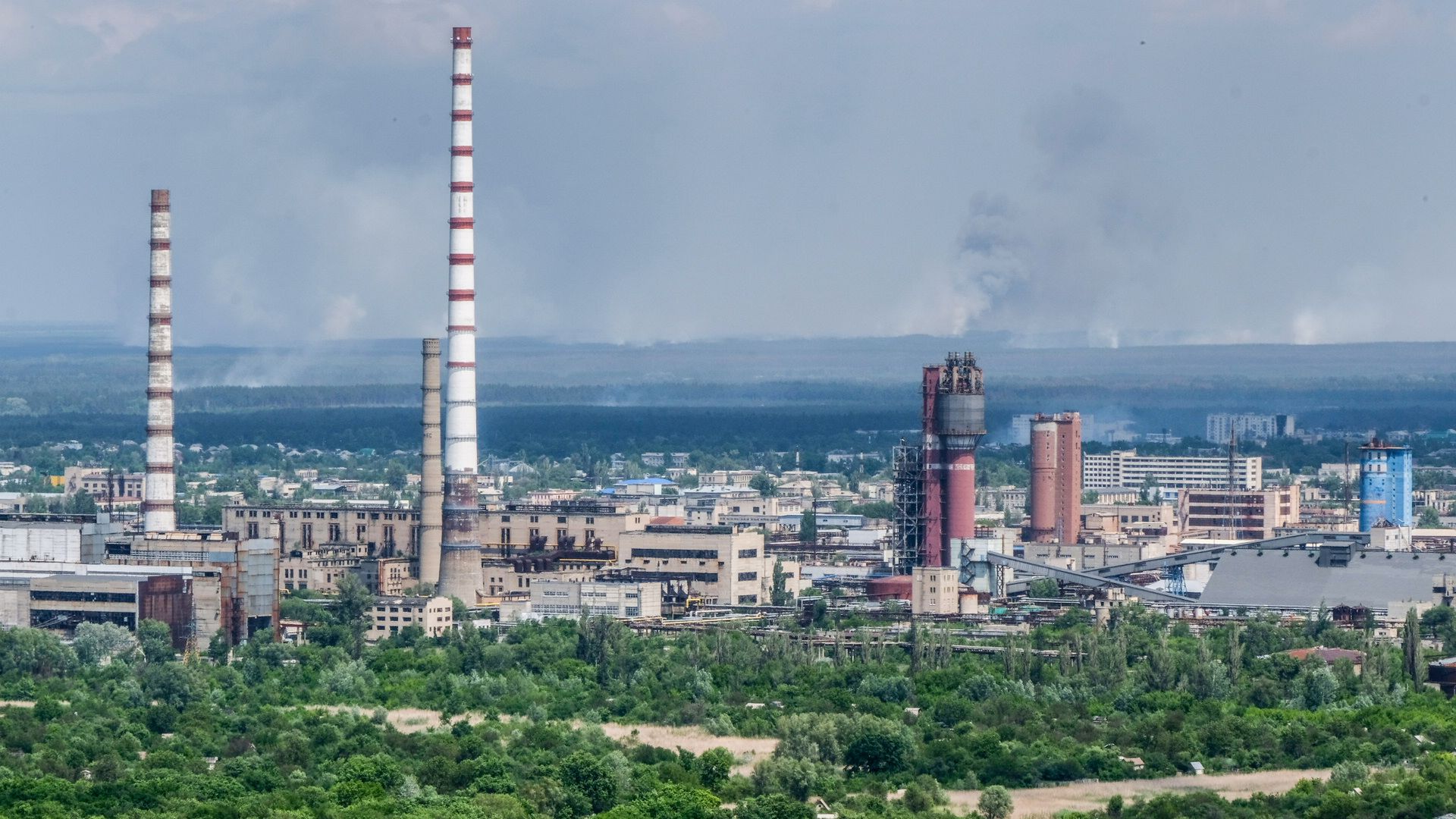 General view of Severodonetsk from the last floor of a damaged building in the outskirts of the city.