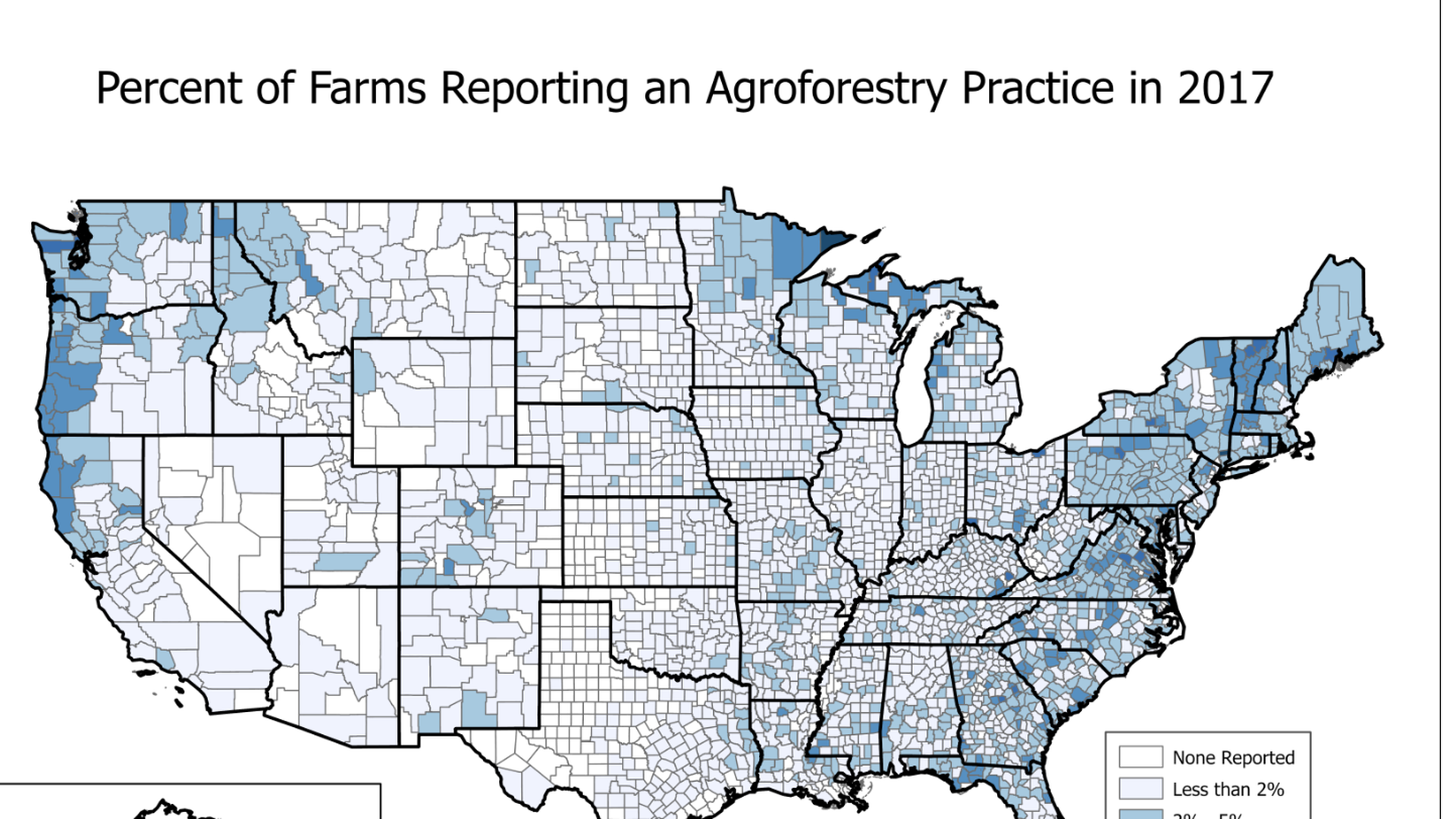 Map showing growth of agroforestry practices