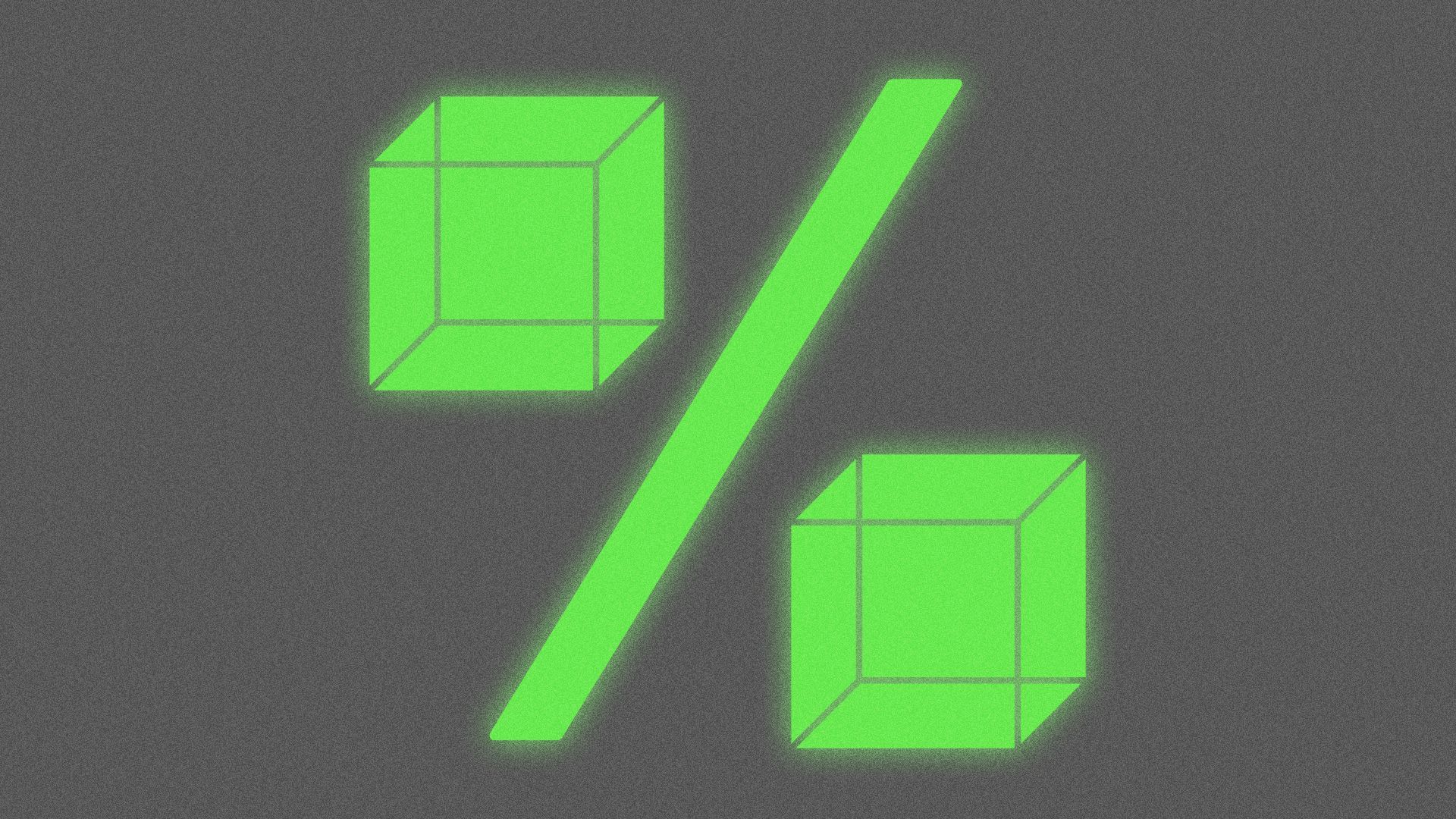 Illustration of a percent sign with cubes replacing the circles.