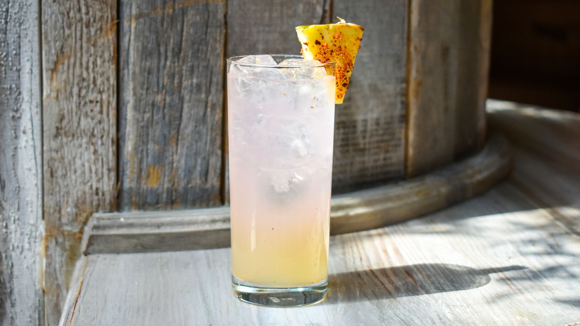 A tall mocktail, on ice. 