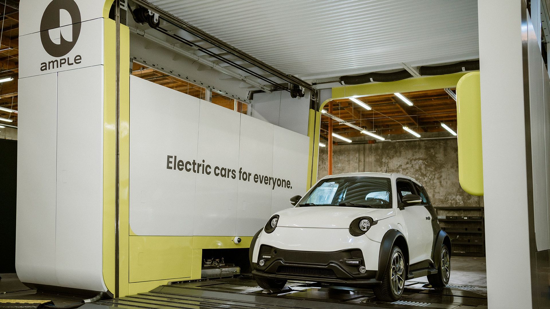 Ample's drive-through battery-swapping station.