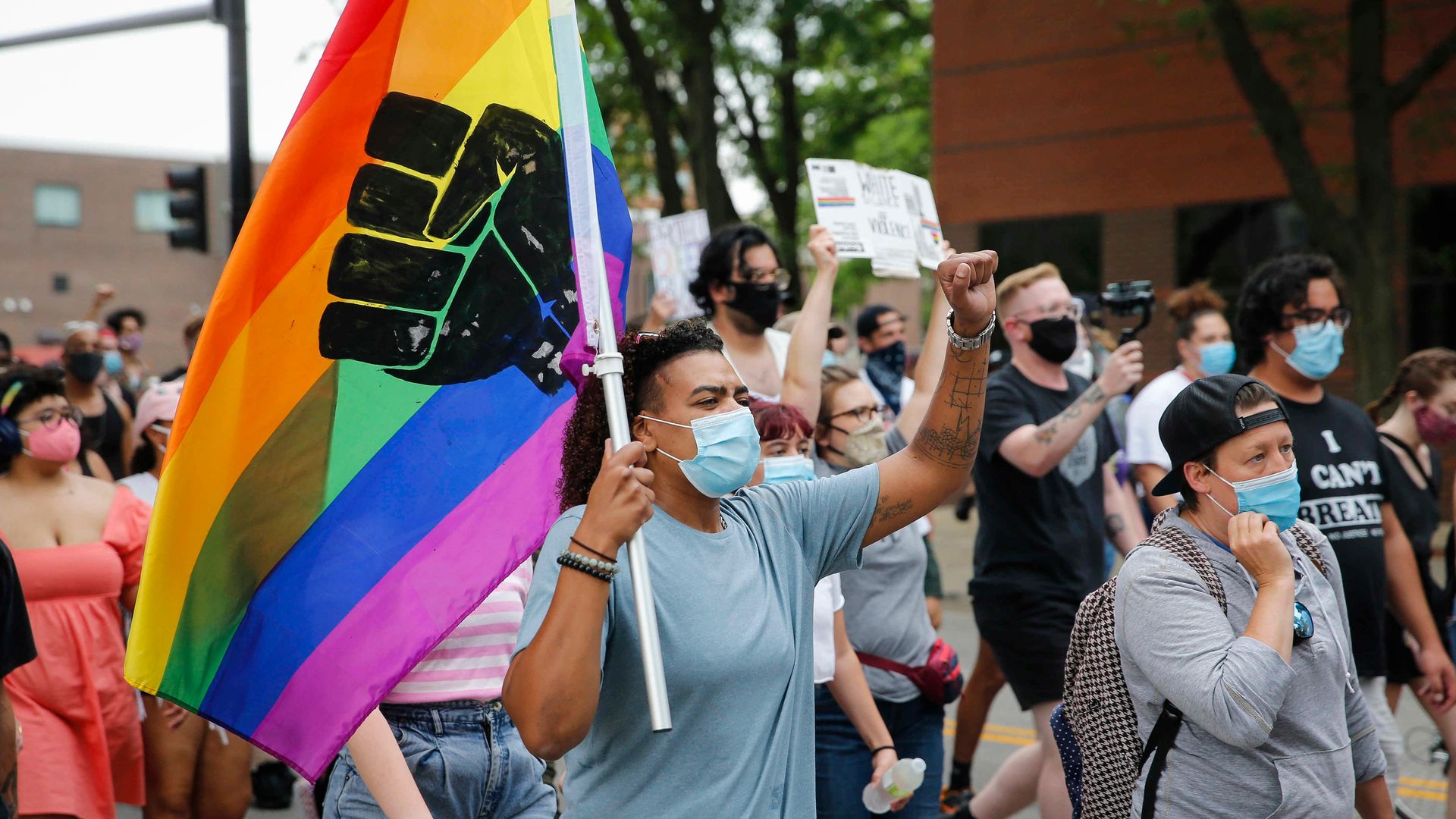 A photo of a Black Pride protester