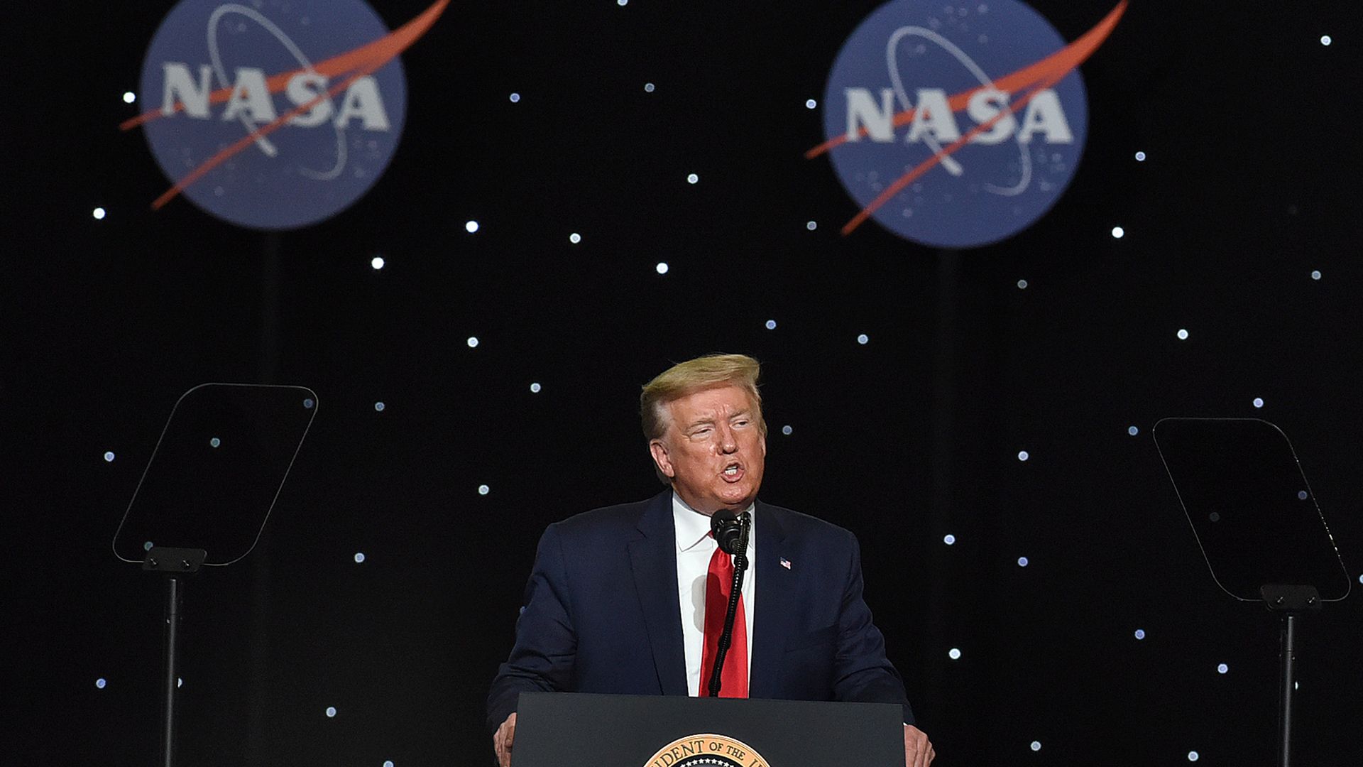 Trump speaking at the SpaceX launch.