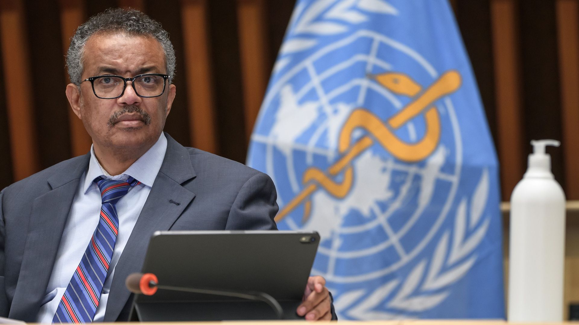 World Health Organization (WHO) Director-General Tedros Adhanom Ghebreyesus attends a press conference  on July 3, 2020 at the WHO headquarters in Geneva.