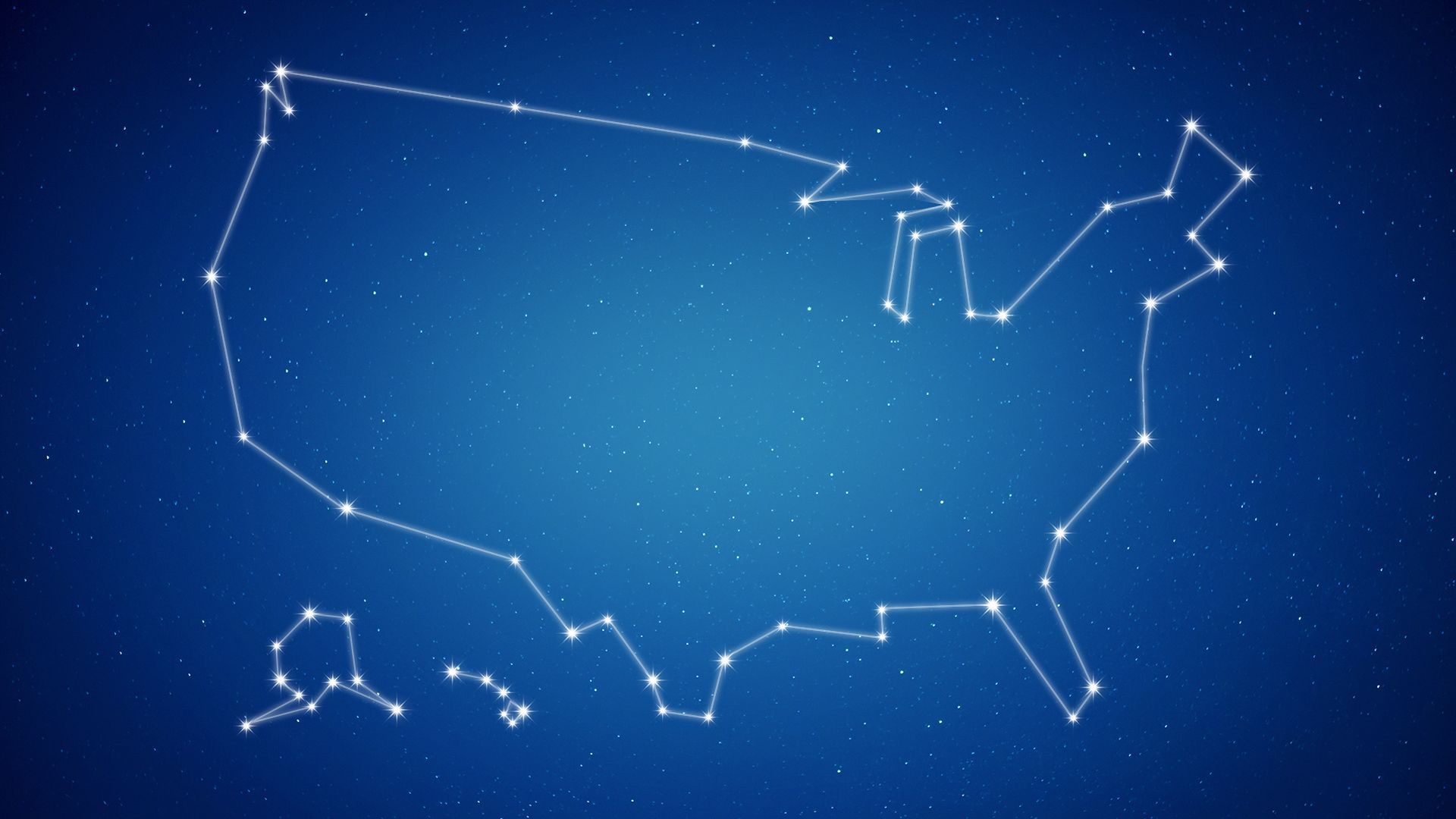 Illustration of a constellation in the shape of the United States.
