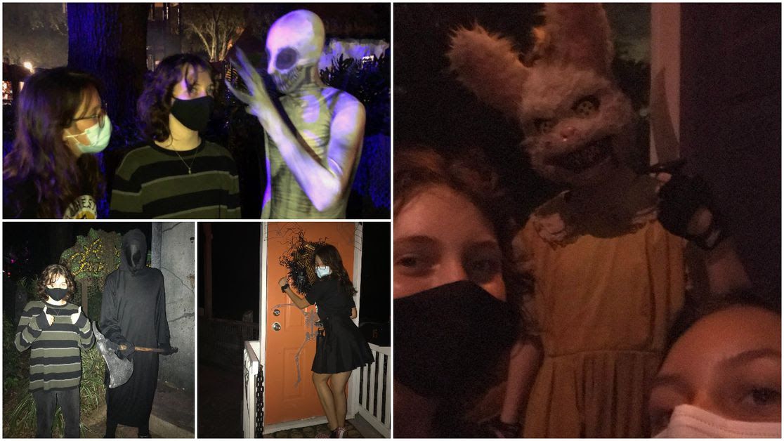Asher and Morissey Montgomery and Gianna Settimi at Busch Gardens' Howl-O-Scream