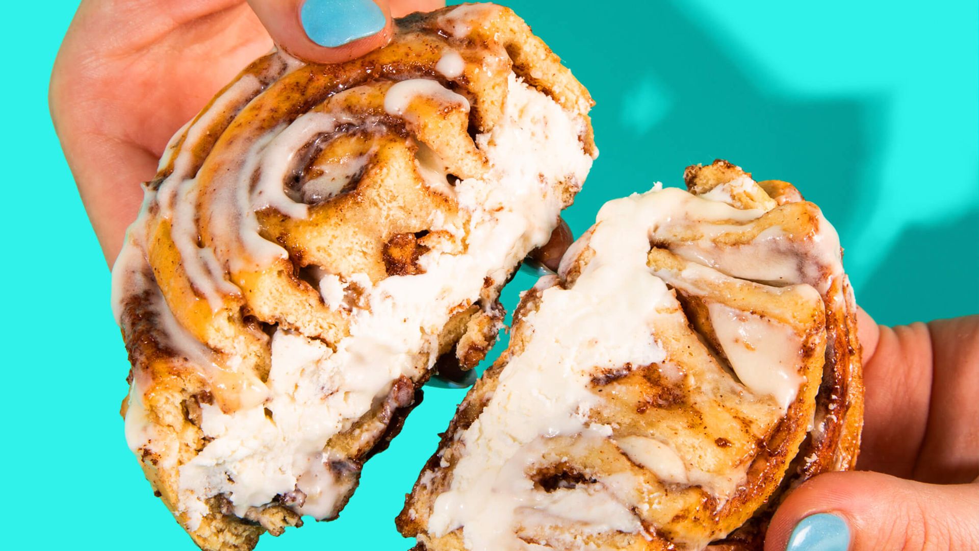 A Cinnabon and scoop of Carvel ice cream