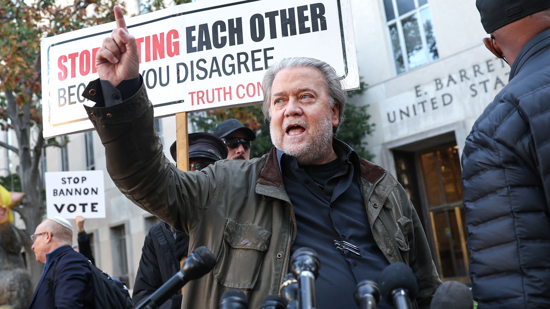 Steve Bannon arrives at his sentencing hearing in Washington, D.C., on Friday.