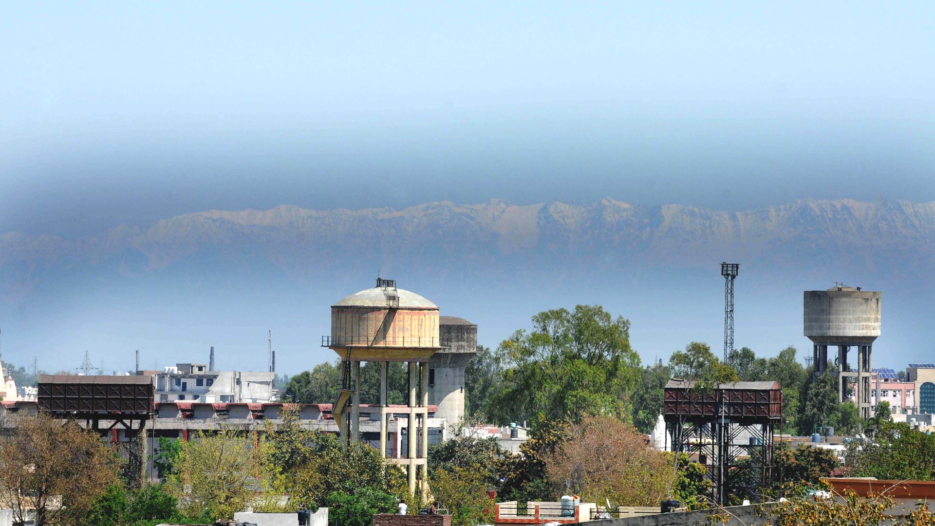 The Dhauladhar range of mountains is visible from the city due to a drop in pollution levels, on day ten of the 21-day lockdown to check the spread of coronavirus.
