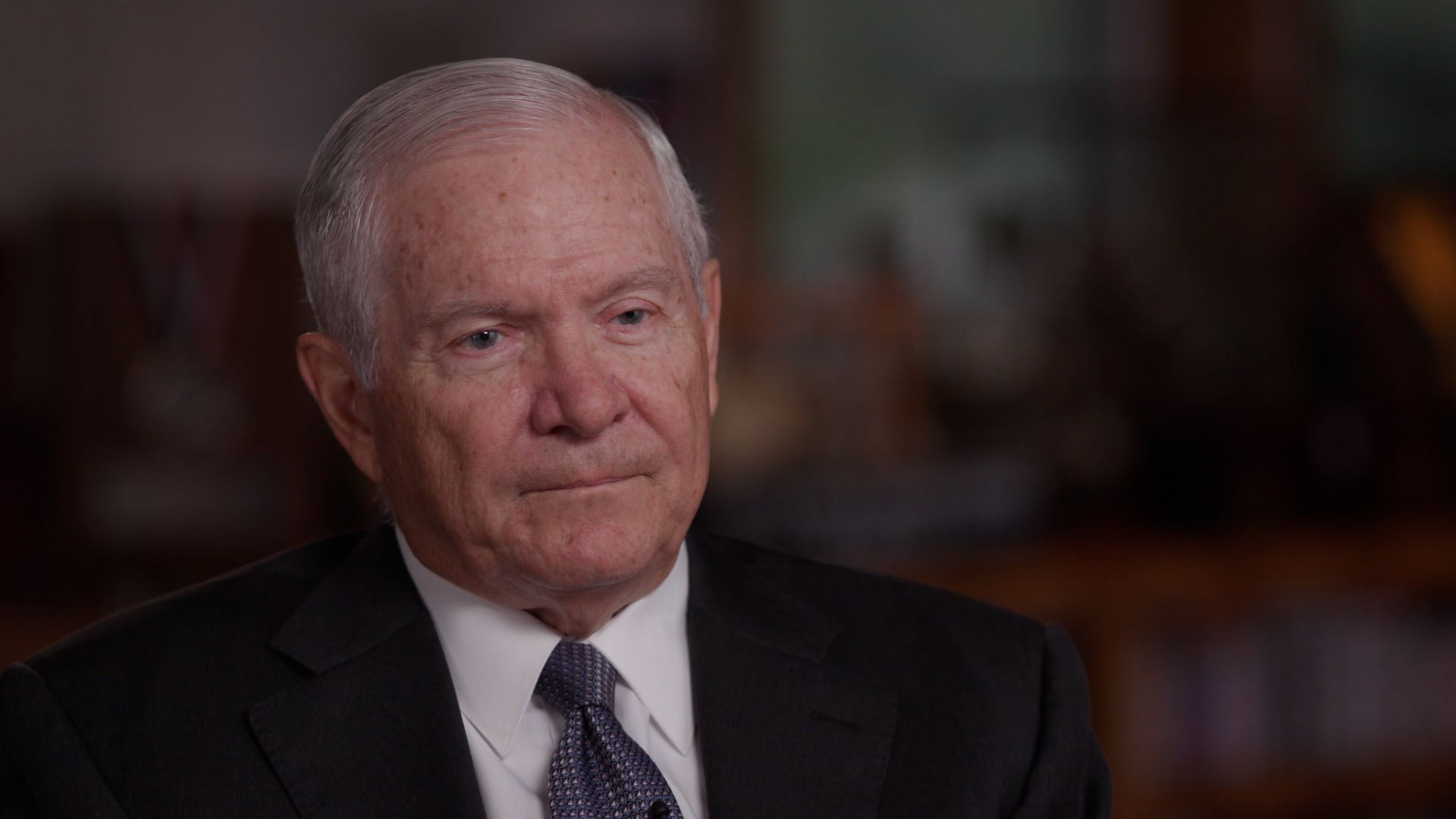 Former Defense Secretary Robert Gates being interviewed on CBS' "60 Minutes" for Sunday's show.