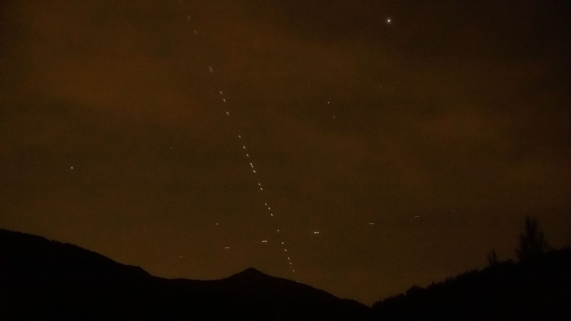 SpaceX Starlink satellites over Turkey in May 2021.