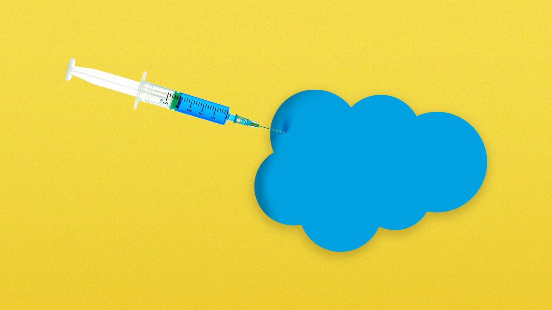 Illustration of a syringe going into the Salesforce logo.
