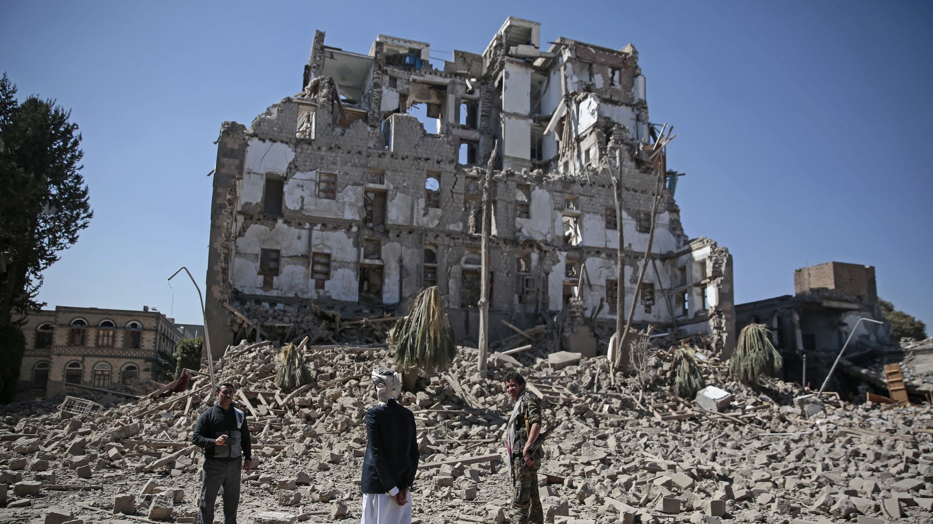 Rubble in Yemen.