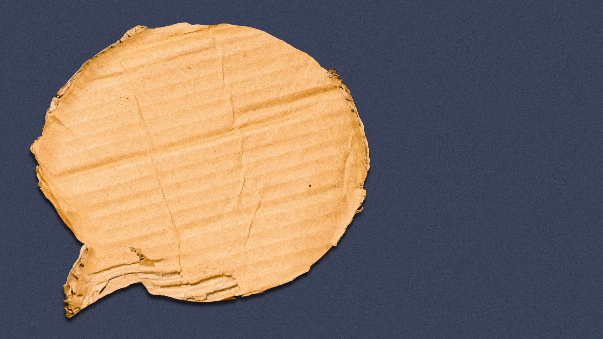 Illustration of cardboard shaped like a speech bubble.