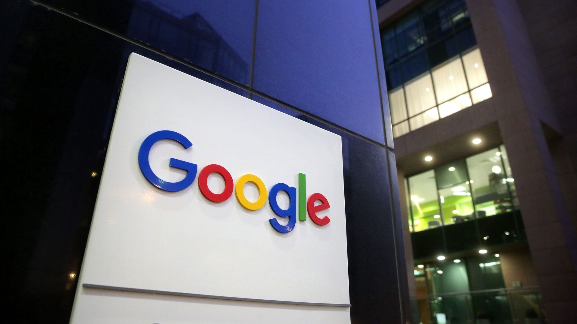 A sign with the Google logo