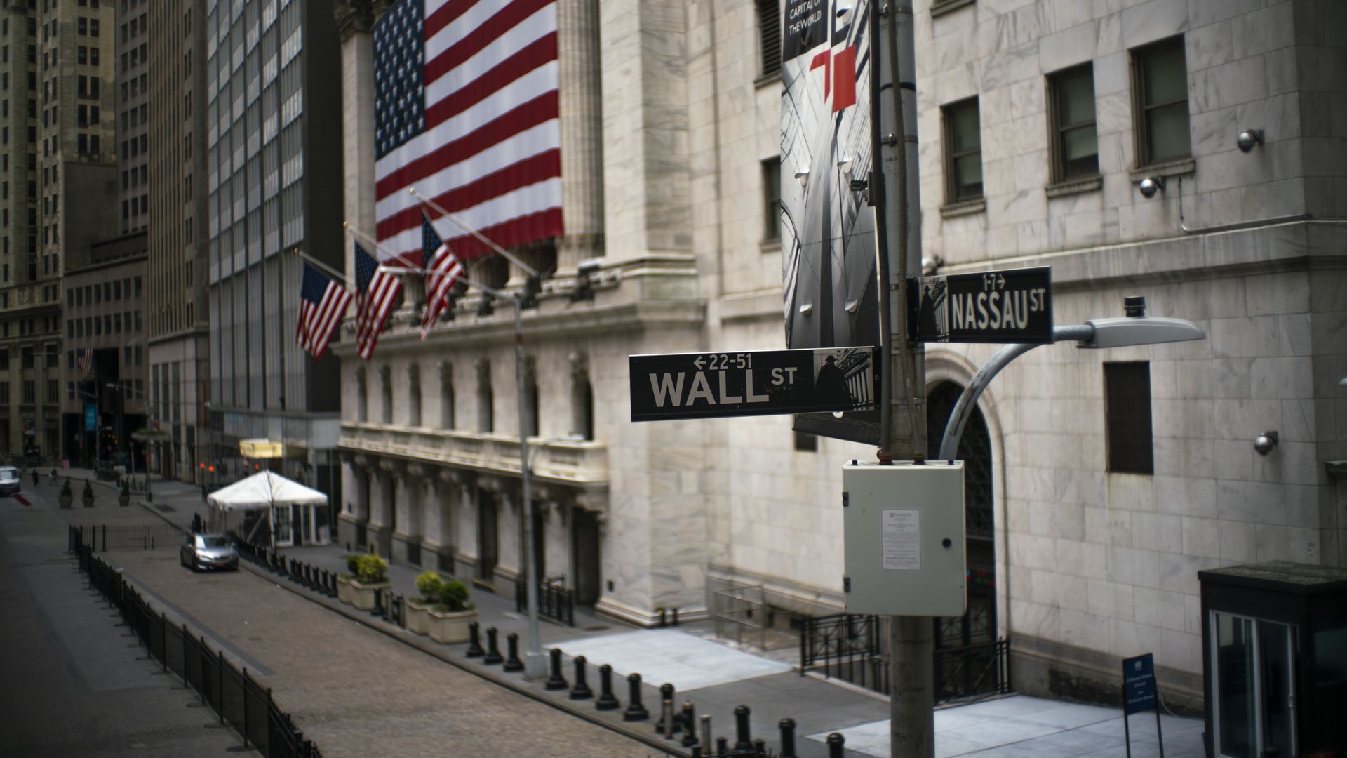 View outside of the stock market on Wall Street