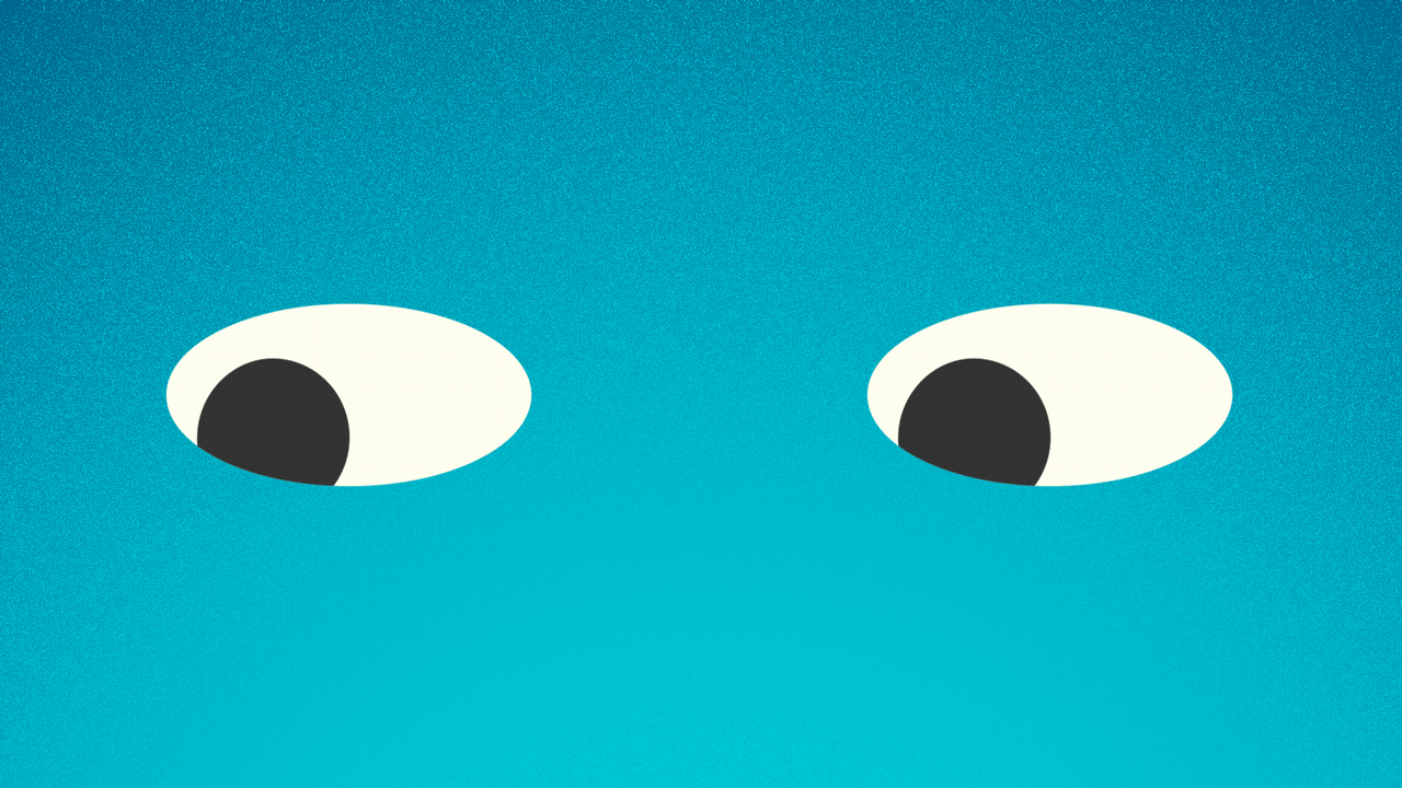 Illustration of a pair of eyes with the pupils moving left to right.