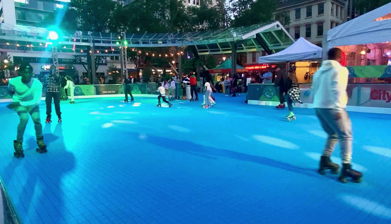 Roller skaters at Market Square