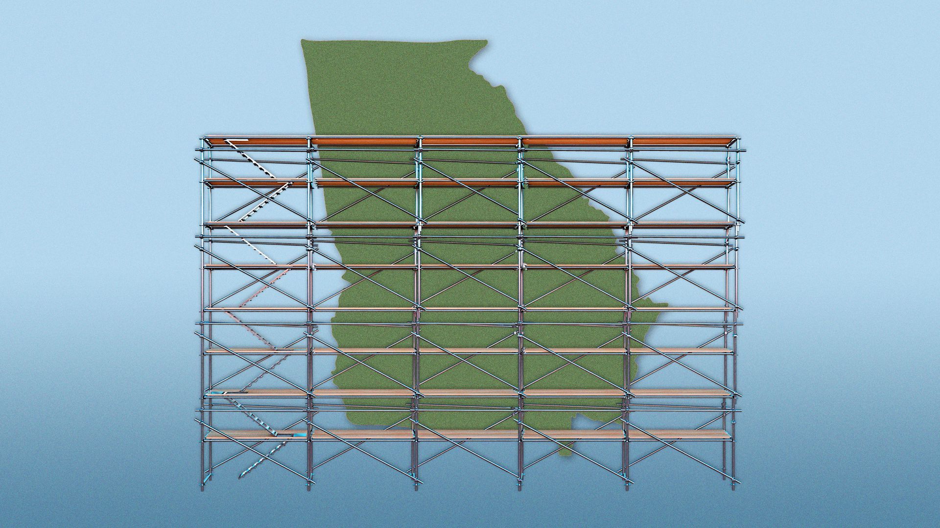 Illustration of the state of Georgia behind scaffolding.