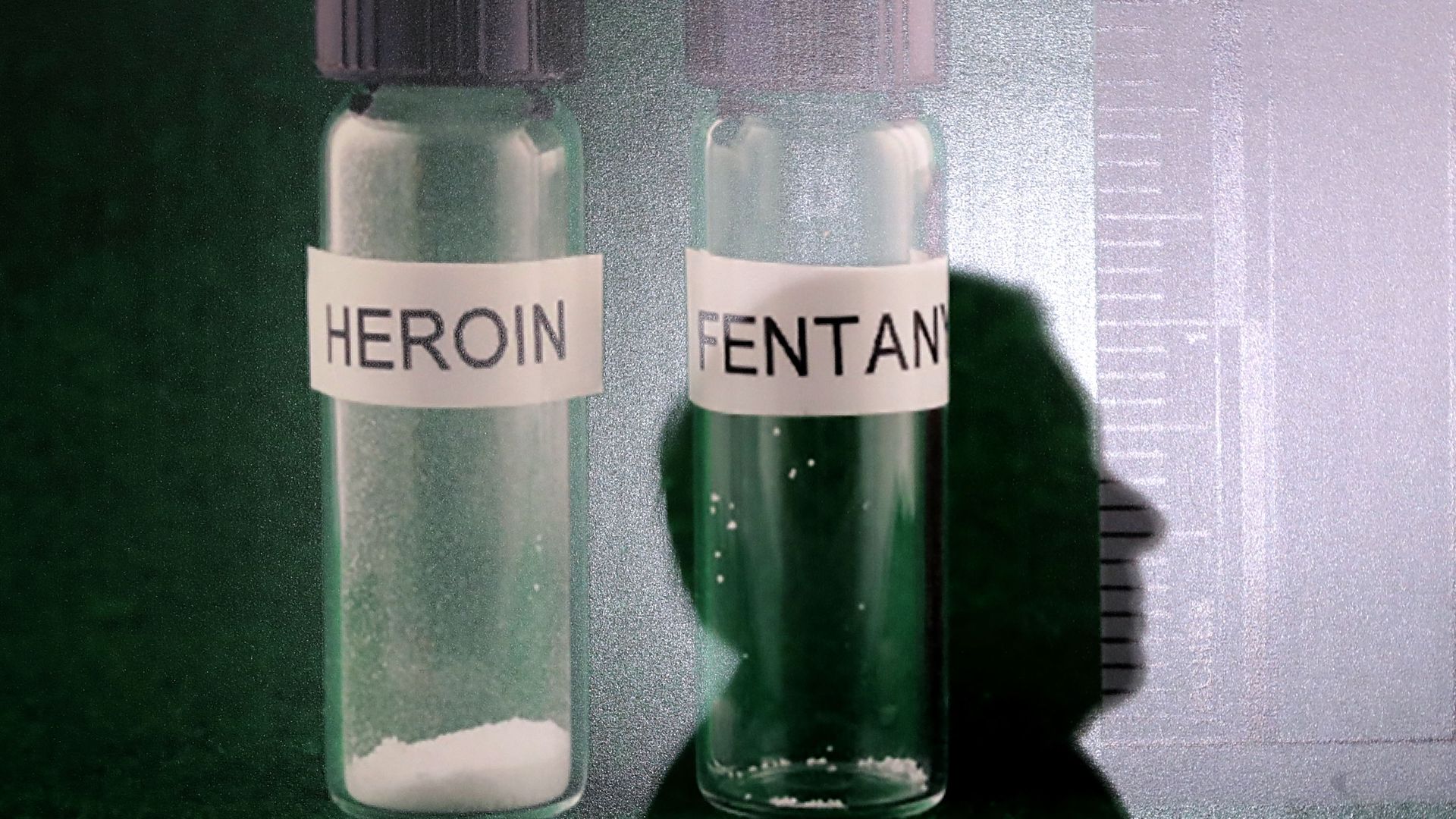 Jars of heroin and fentanyl 