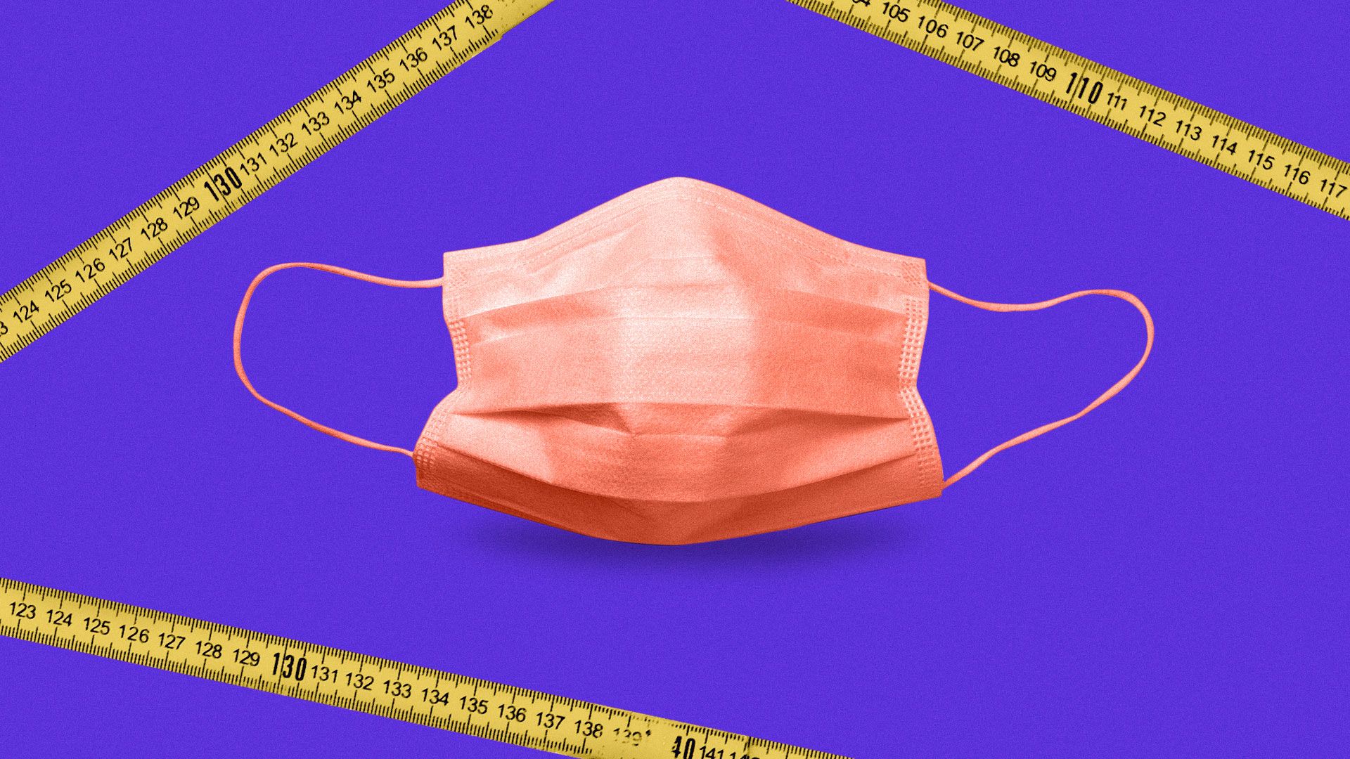 Illustration of tape measures measuring a face mask