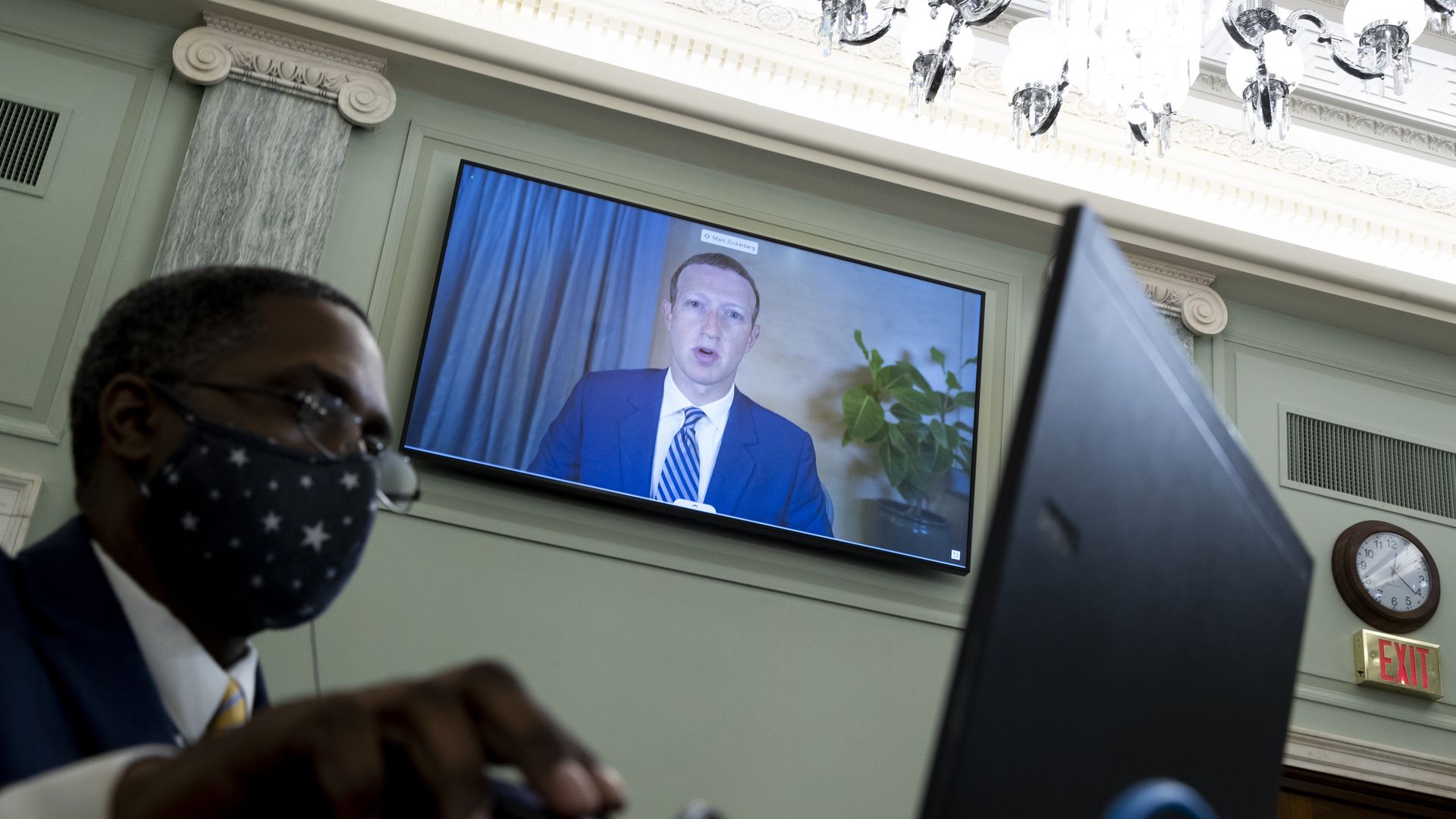 Facebook CEO Mark Zuckerberg testifies via video conference before the Senate Commerce Committee in October 2020.