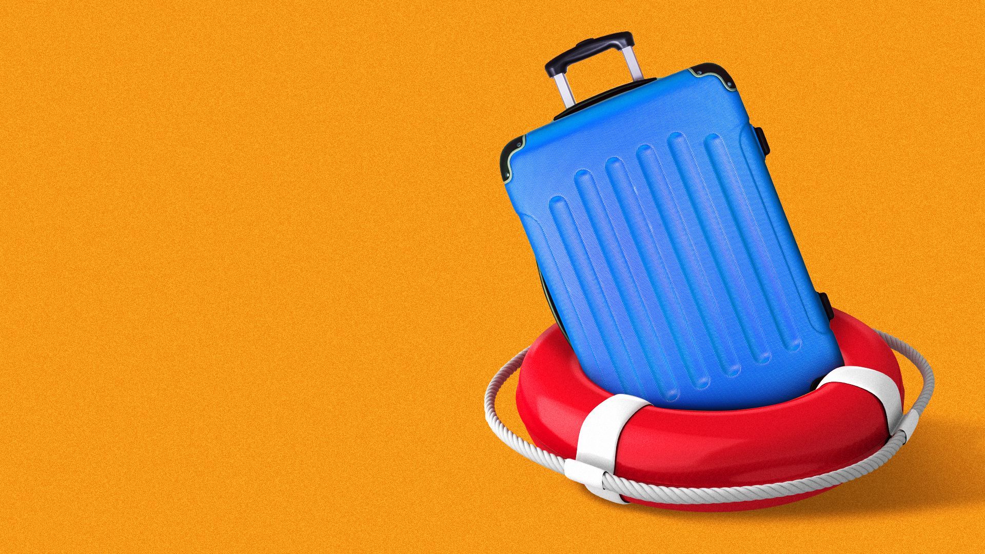 an illustration of a suitcase inside of a life preserver`