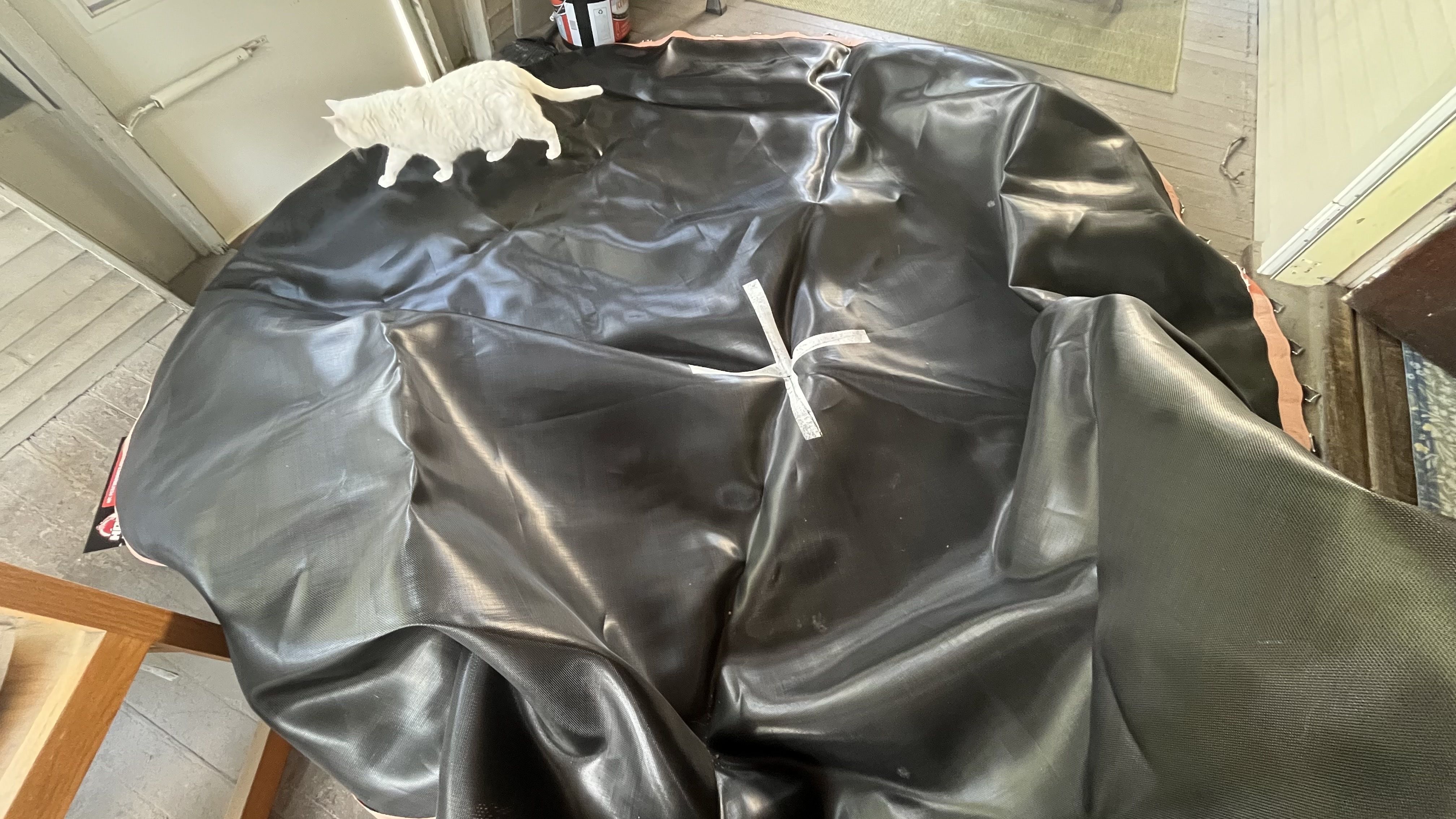 A trampoline tarp