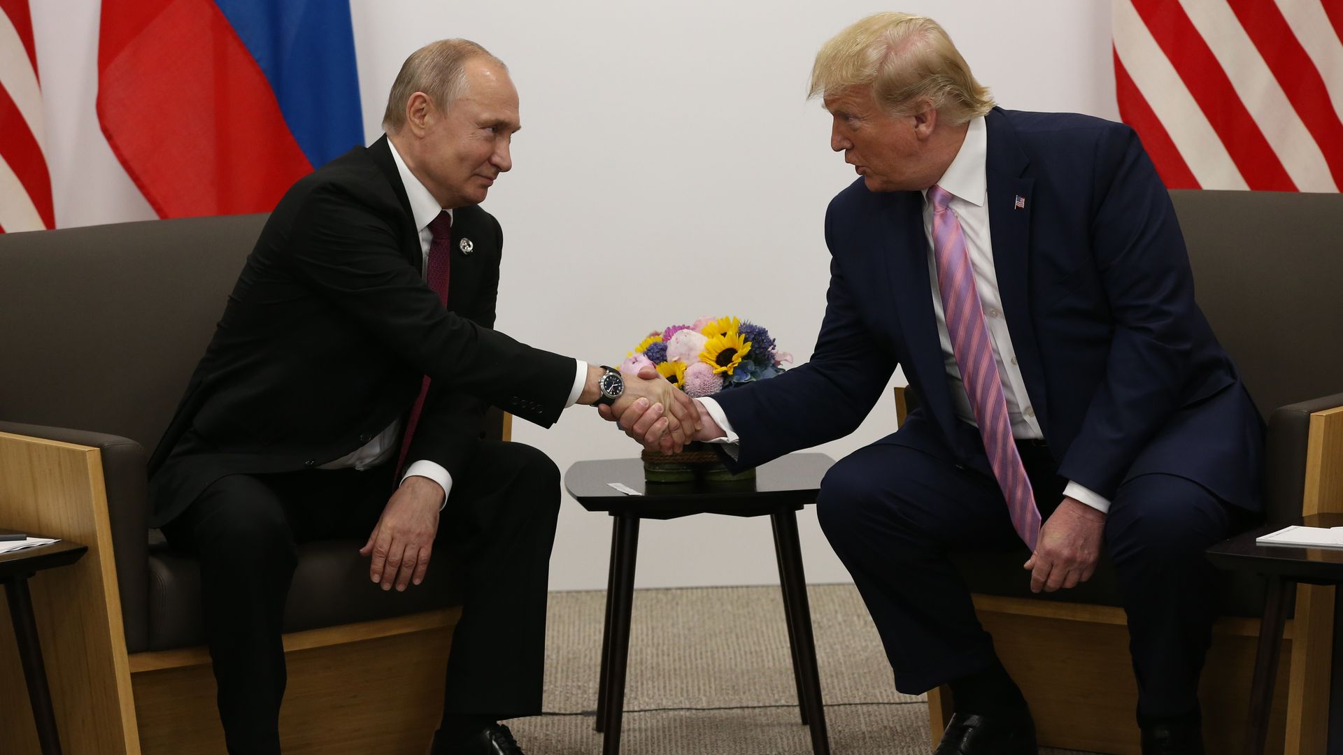 Russian President Vladimir Putin attends the G20 Osaka Summit 2019.
