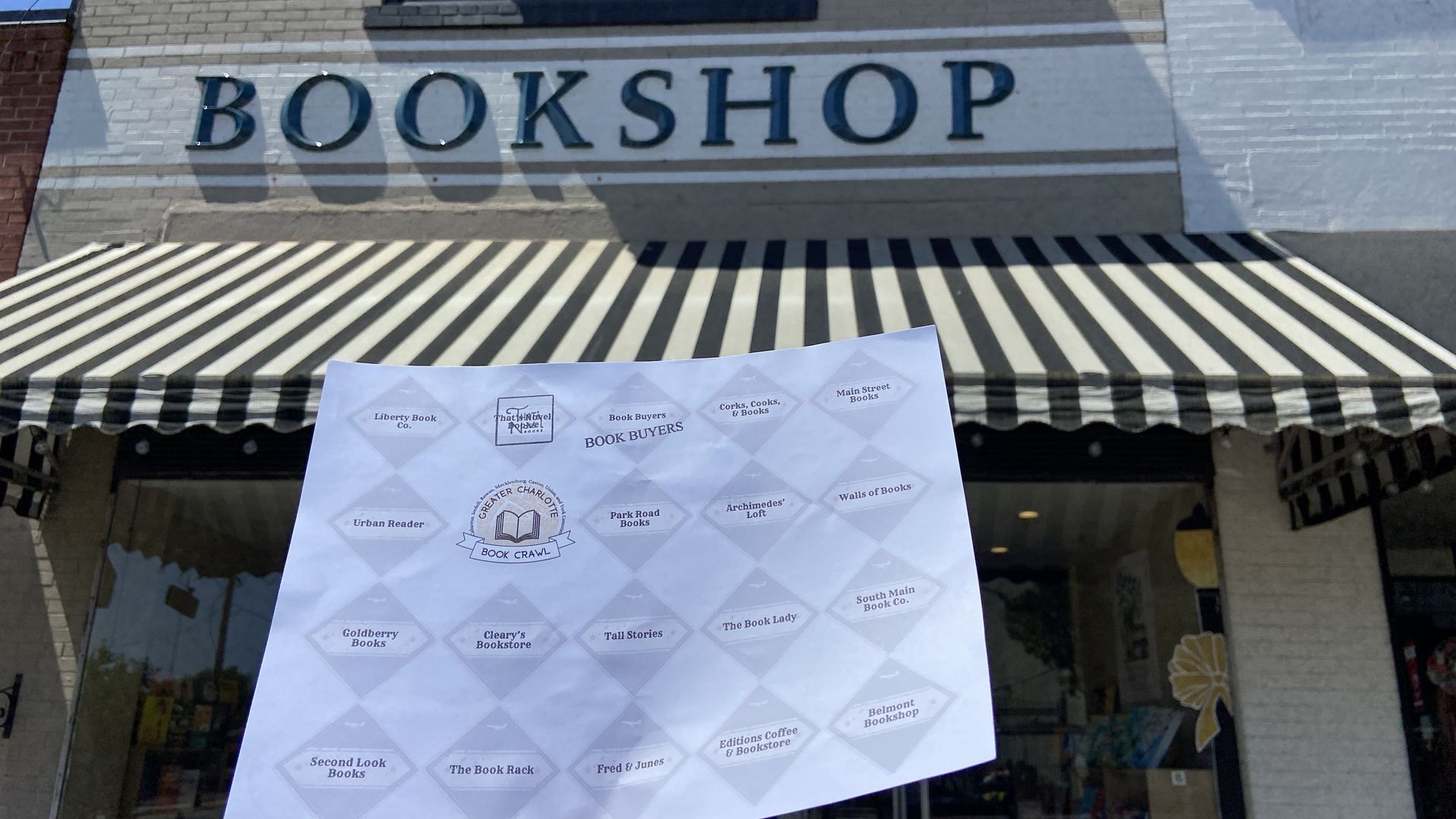 Your book store passport for the Greater Charlotte Book Crawl and the tote you get when you fill your passport. Photo: Ashley Mahoney/Axios