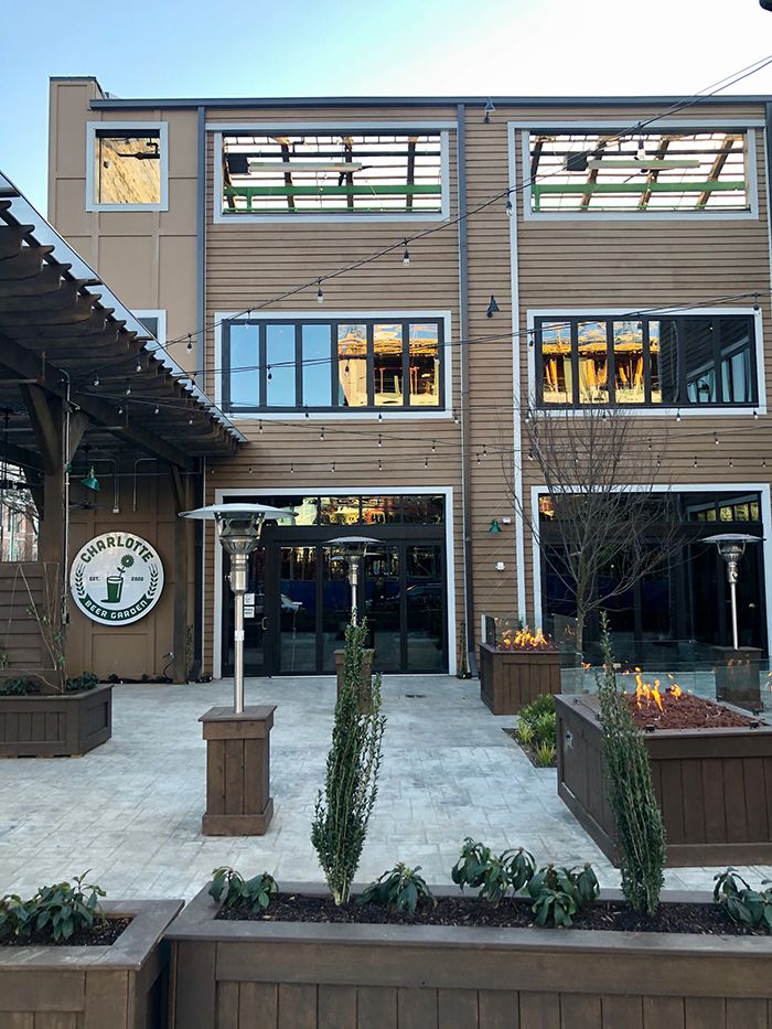 front patio at charlotte beer garden