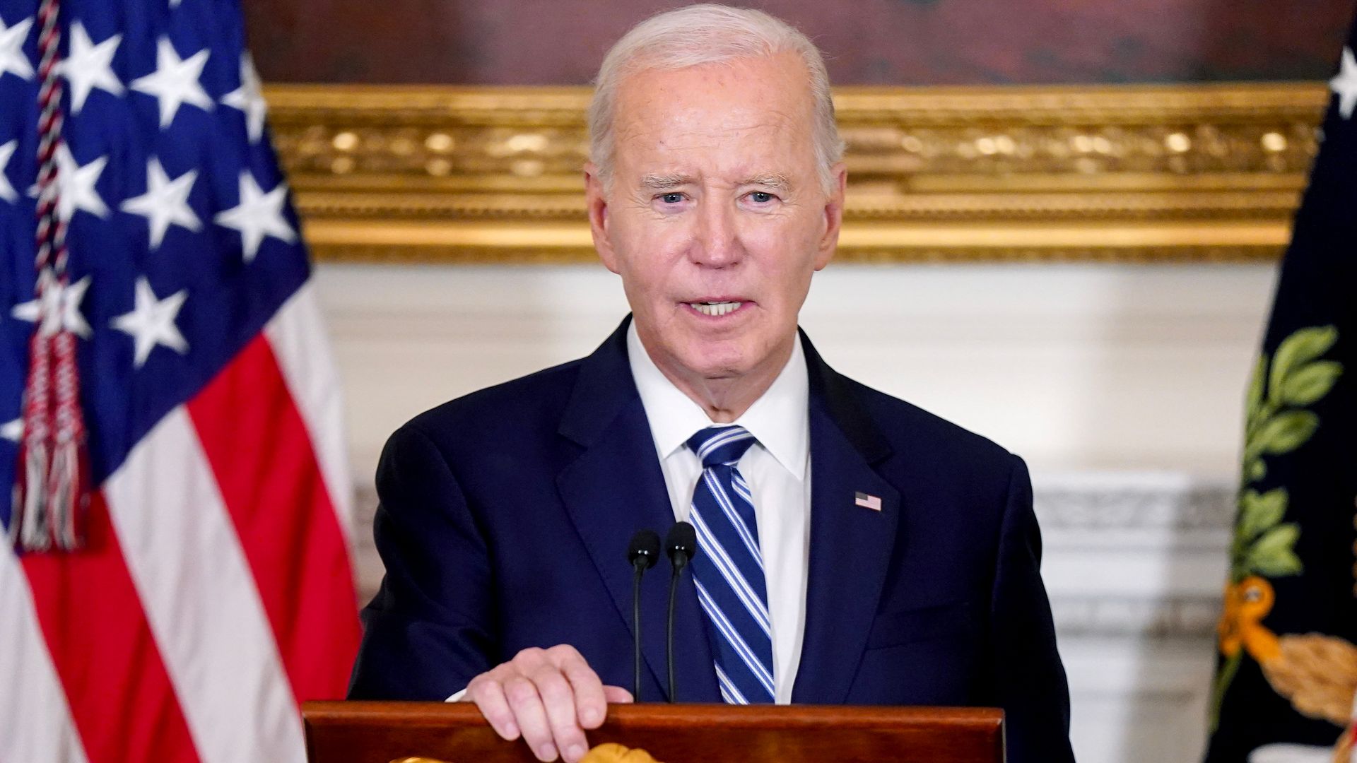 Joe Biden during a reception for new Democratic members of Congress in the State Dining Room of the White House in Washington, DC, US, on Sunday, Jan. 5,