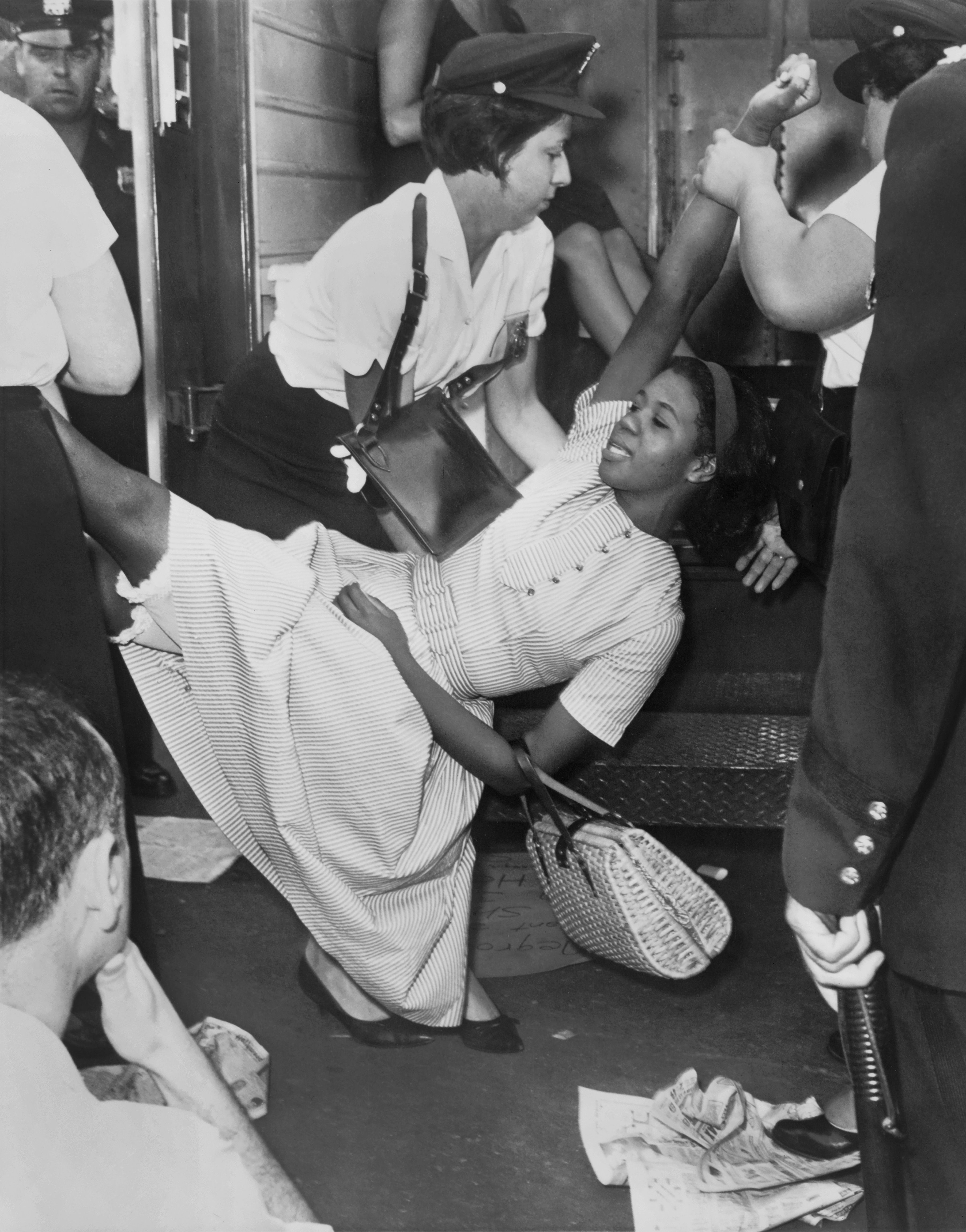 An African American Woman Being Carried to Police Patrol Wagon During Demonstration, Brooklyn, New York, 1963