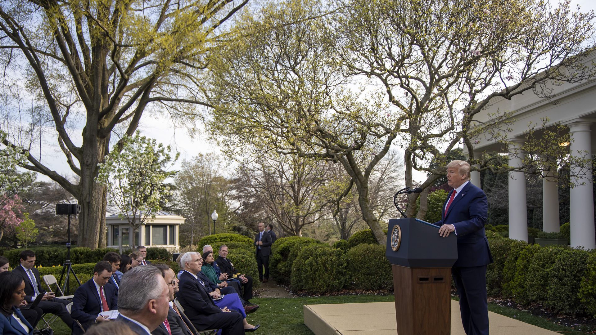 Trump at briefing in the Rose Garden