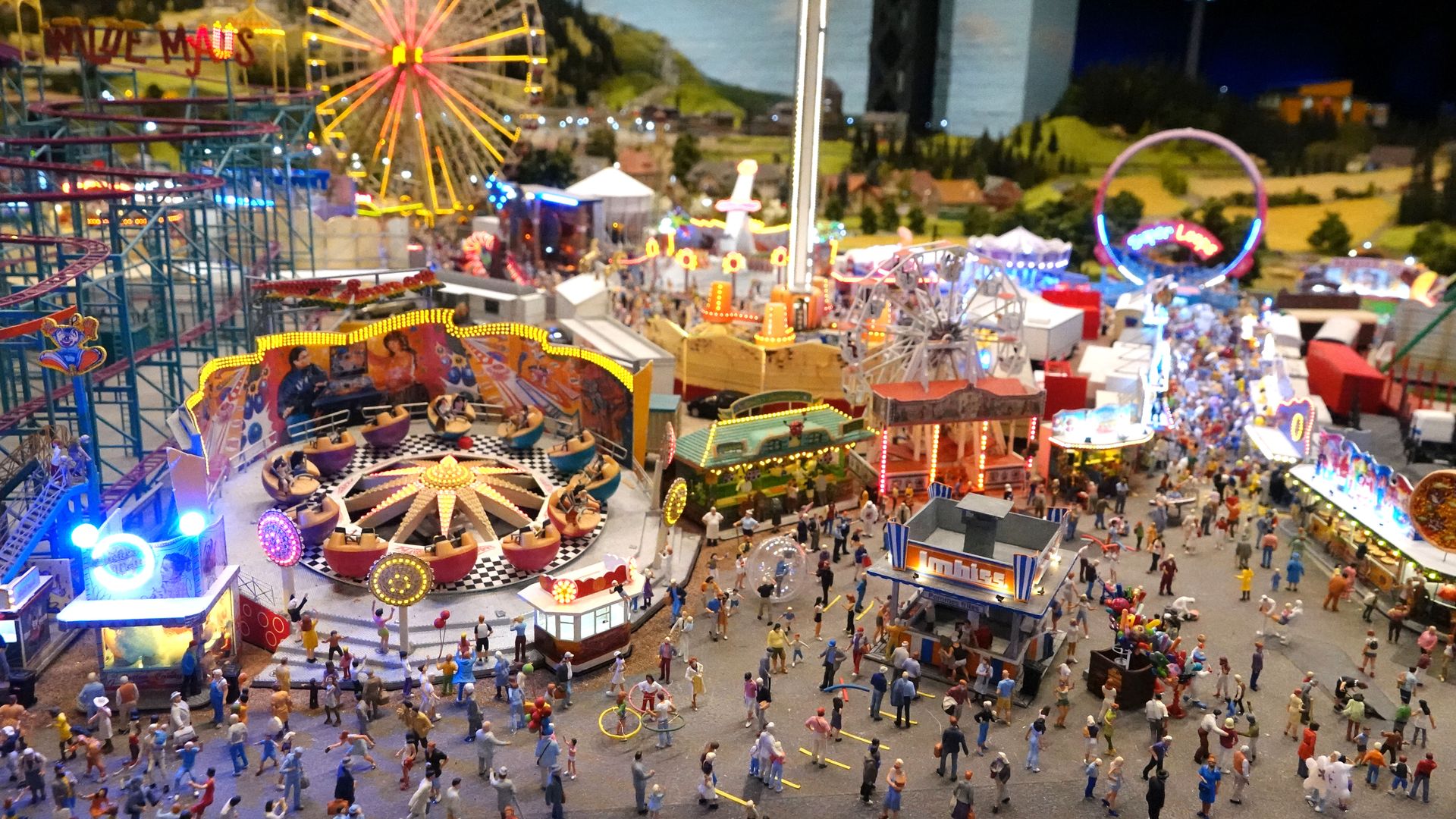 Miniature figures in a toy carnival set in Hamburg