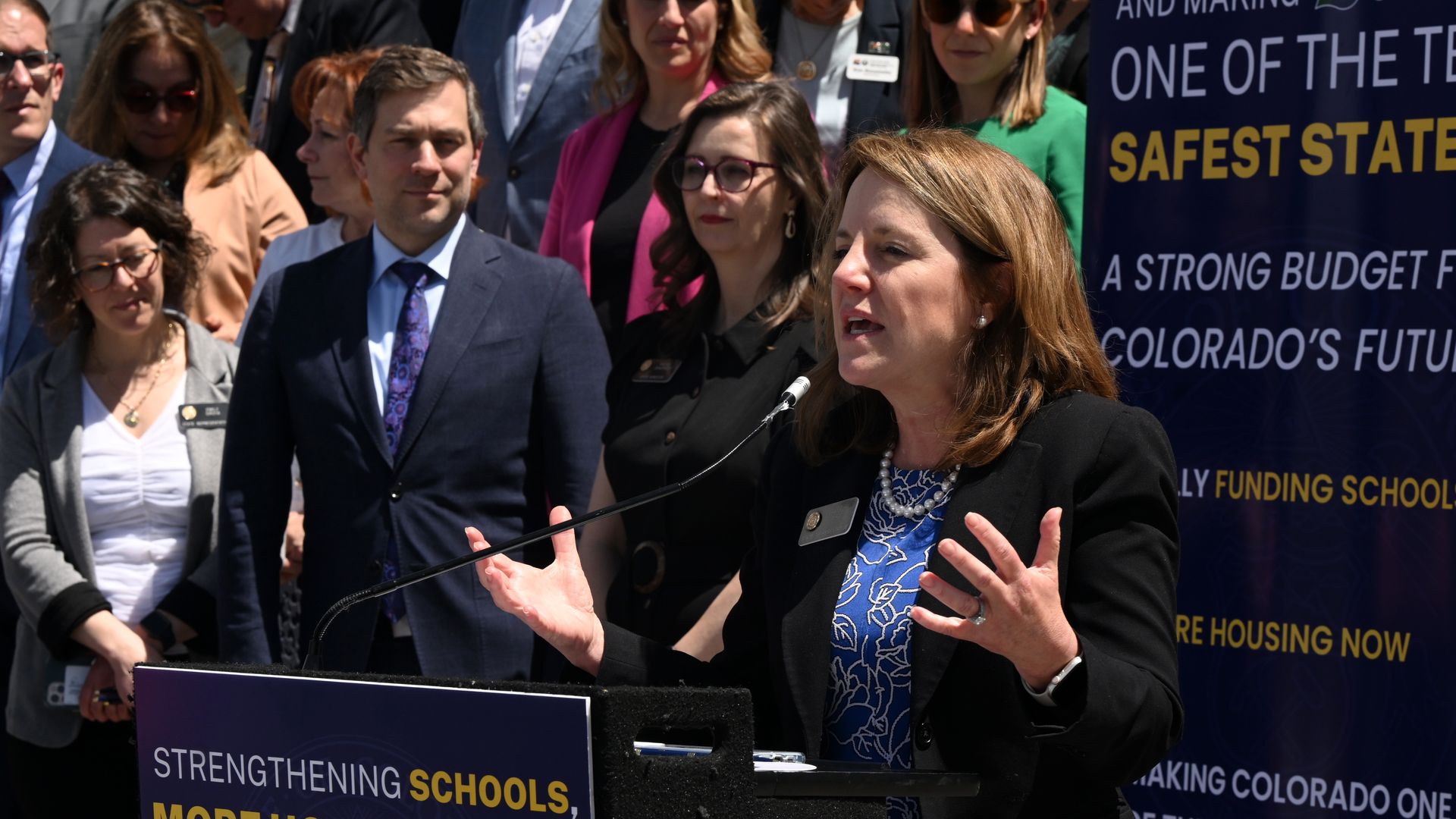 Former state Rep. Shannon Bird speaks at a press conference on April 29, 2024. Photo: Helen H. Richardson/Denver Post via Getty Images