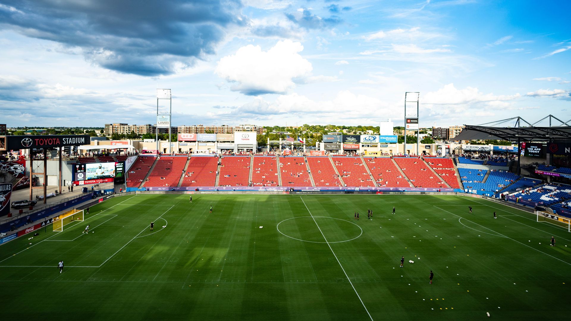 A photo of Toyota Stadium in Frisco, Texas, on a sunny day 