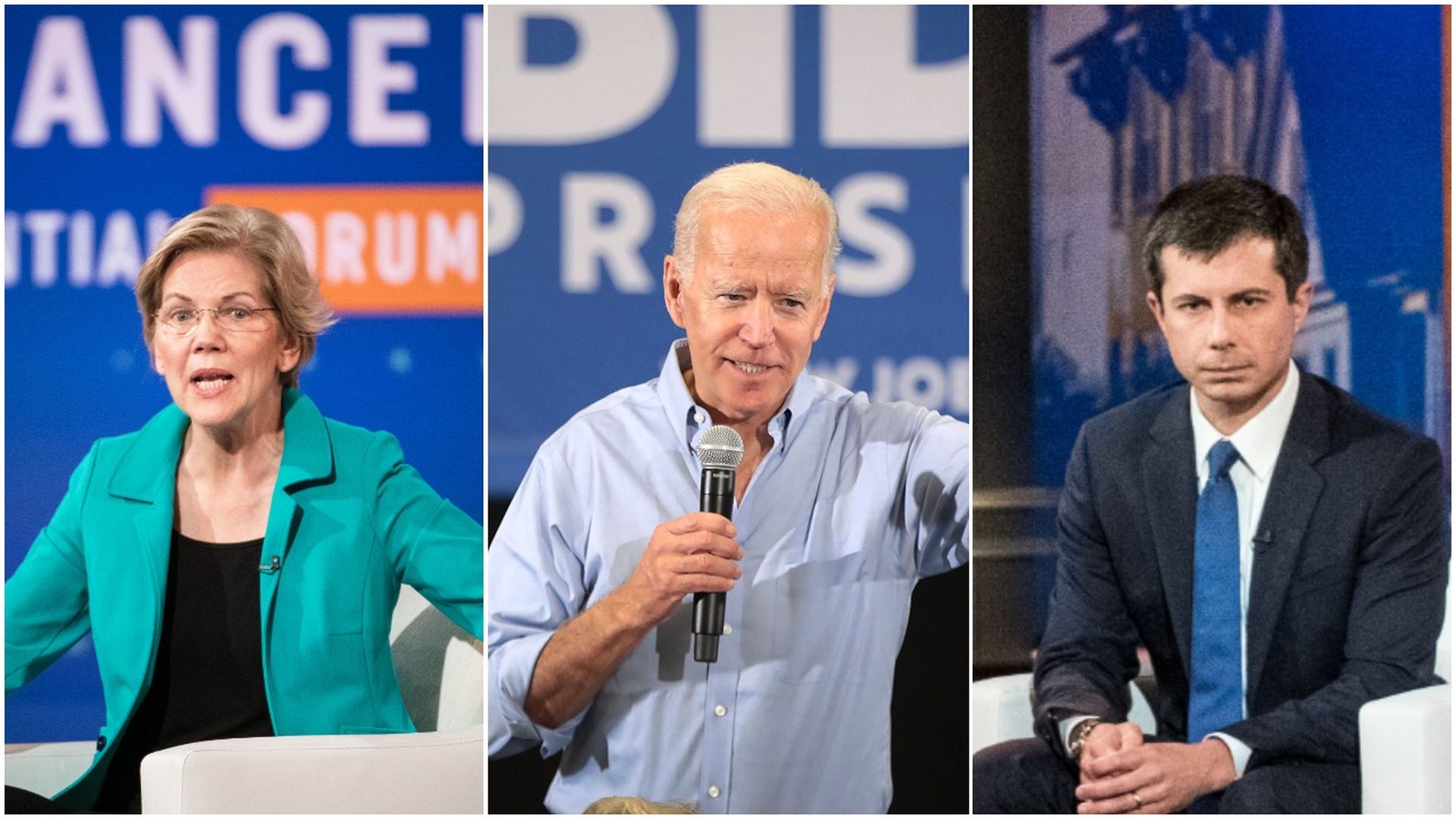 Elizabeth Warren, Joe BidenPete Buttigieg.